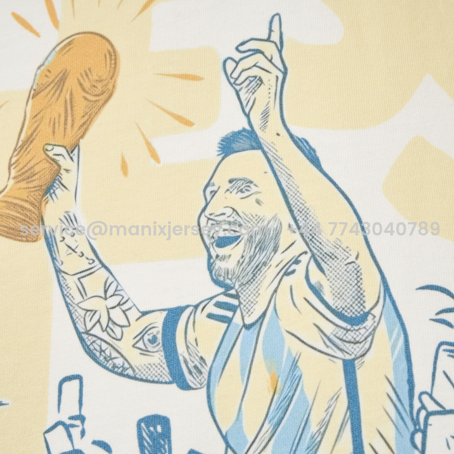 ManixJersey.com | Argentina Messi World Cup Anda Pa Alla Bobo Unisex Pure Cotton T-shirt -Customize Name, Number and Patch | Worldwide Shipping