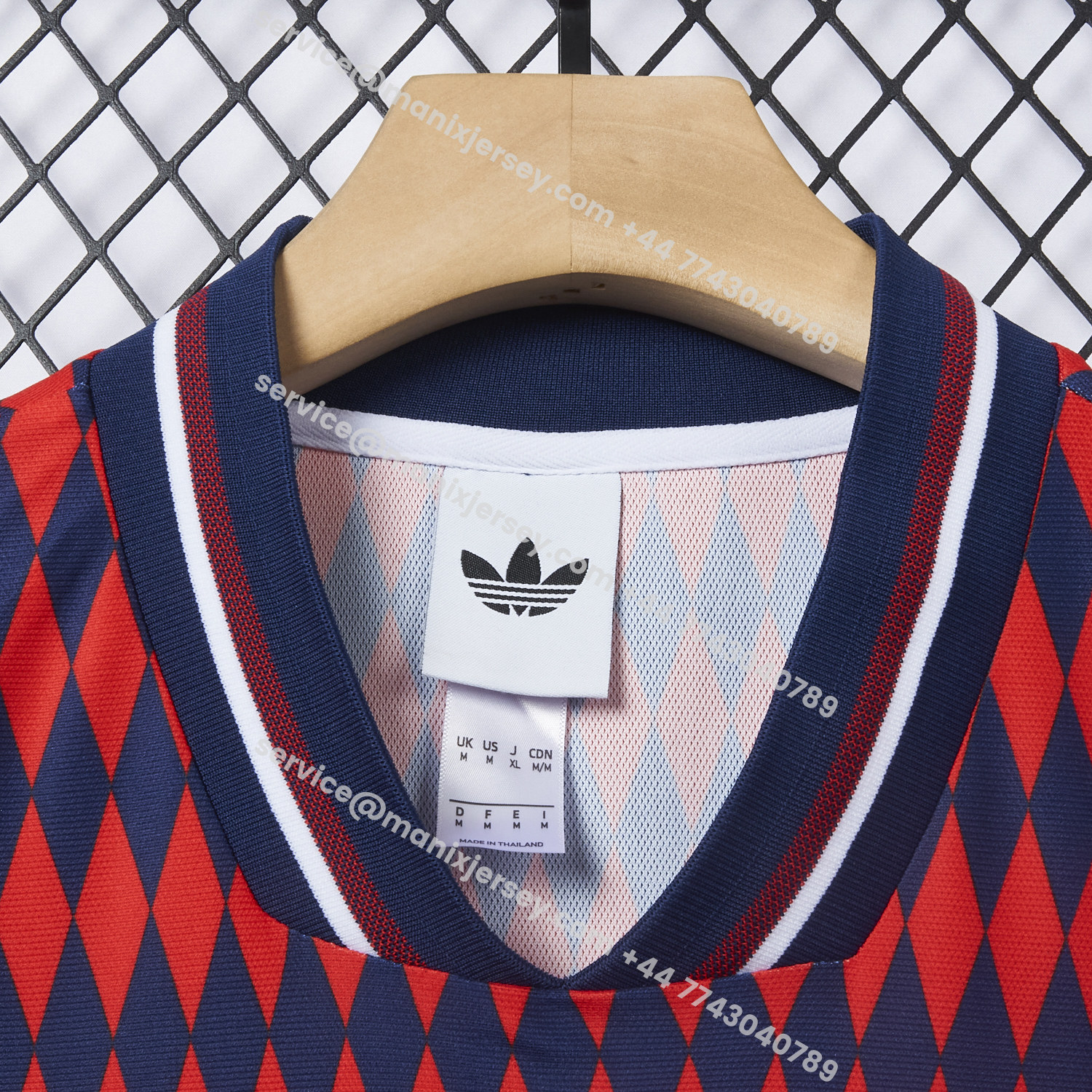 ManixJersey.com | Bayern Munich 25-26 Trefoil Retro Style Red And Deep Blue Jersey - Fans Version -Customize Name, Number and Patch | Worldwide Shipping