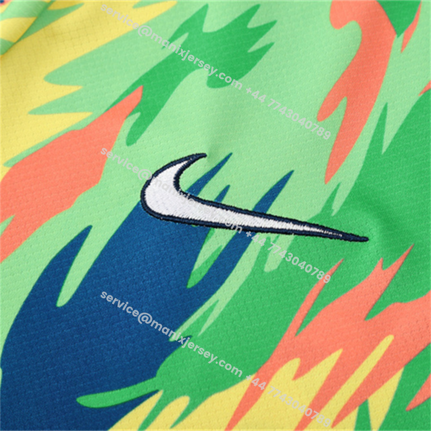 ManixJersey.com | Brazil 25-26 Kids Short-Sleeve Training Set - Blue Green Camouflage Top & Blue Shorts -Customize Name, Number and Patch | Worldwide Shipping