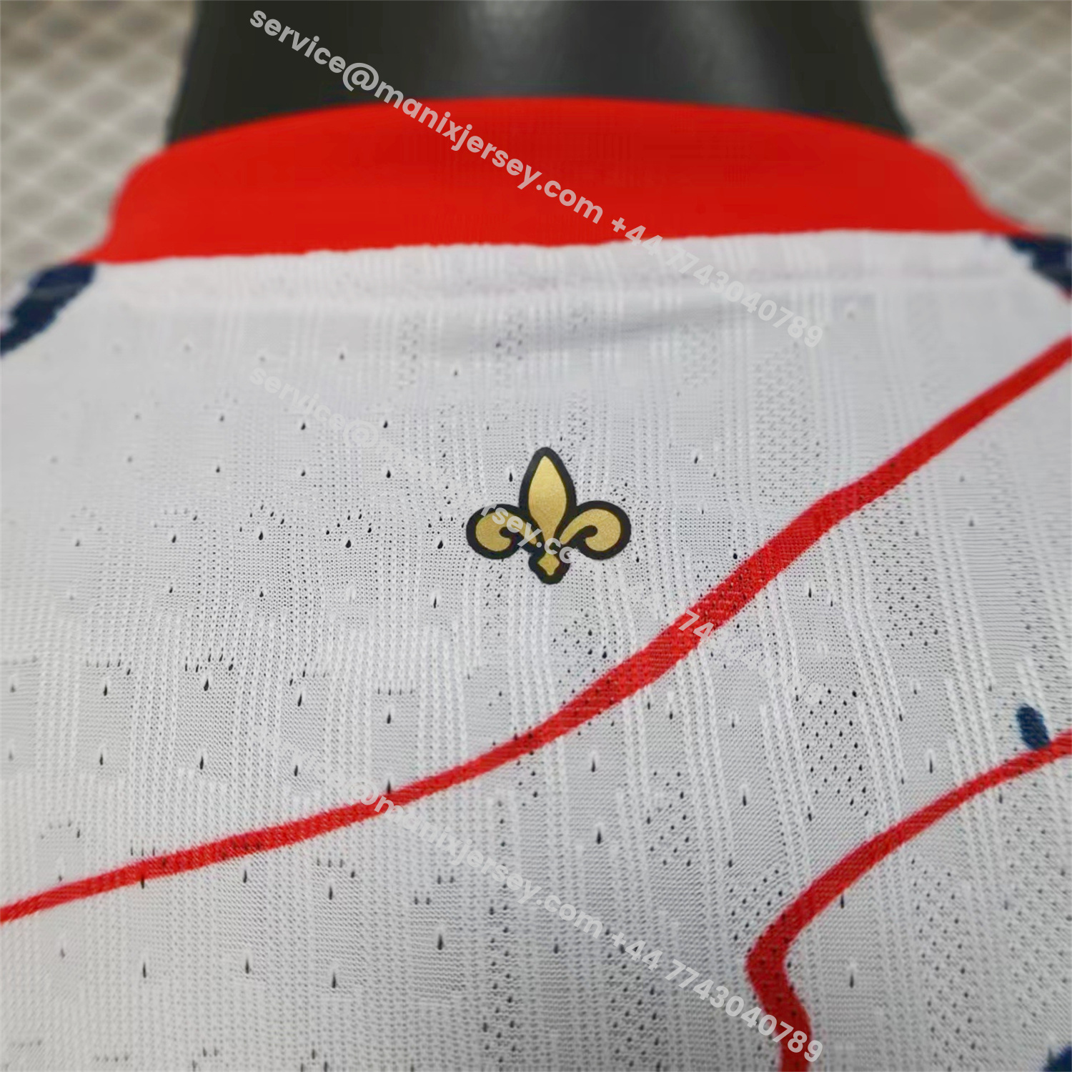 ManixJersey.com | Paris Saint-Germain PSG 25-26 Red And Blue Lines White Special Jersey - Player Version -Customize Name, Number and Patch | Worldwide Shipping