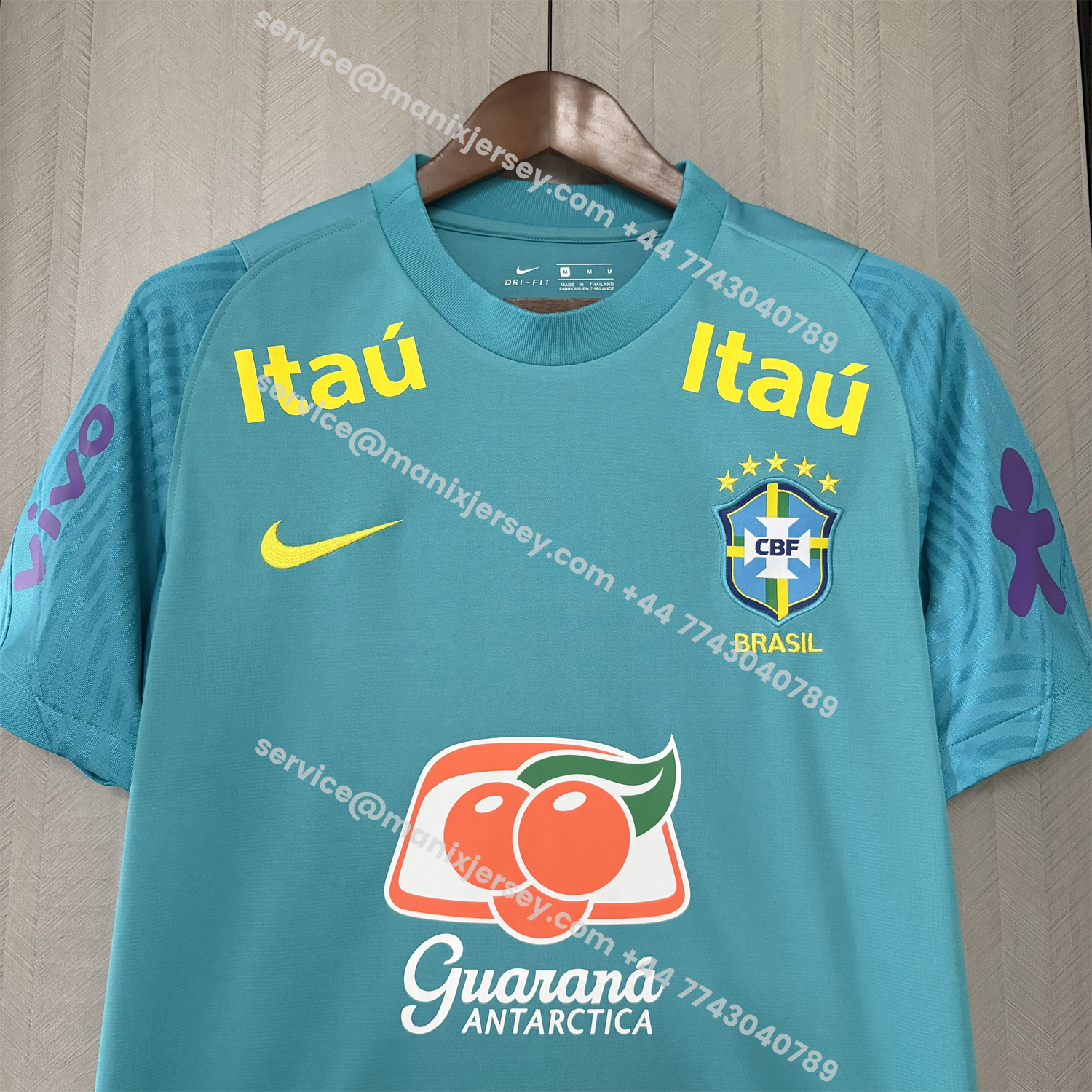 ManixJersey.com | Retro Brazil 2022 Pre-Match Cyan Special Jersey -Customize Name, Number and Patch | Worldwide Shipping