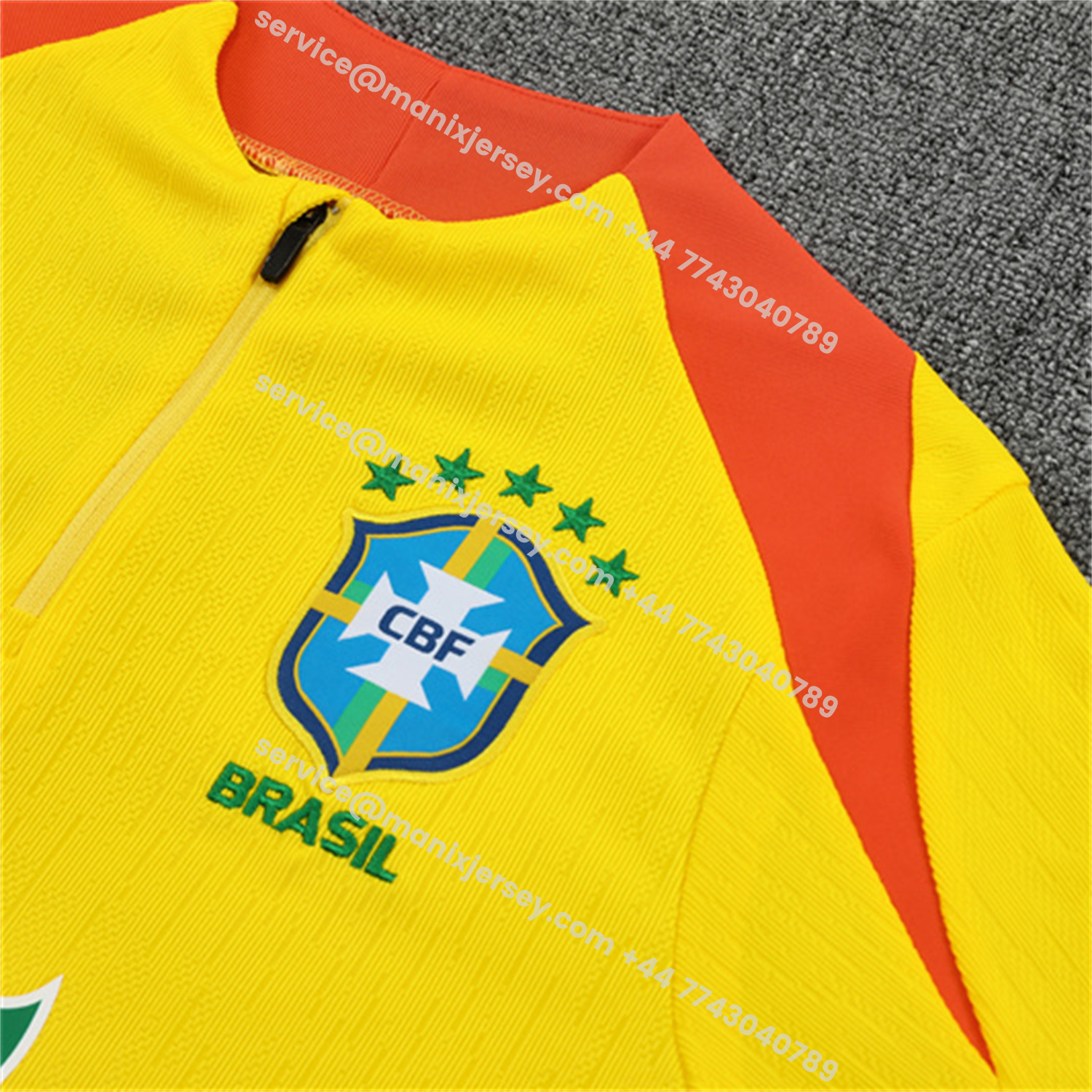 ManixJersey.com | Brazil 25-26 Long Sleeve Training Set - Player Version - Yellow Top and Black Pants -Customize Name, Number and Patch | Worldwide Shipping