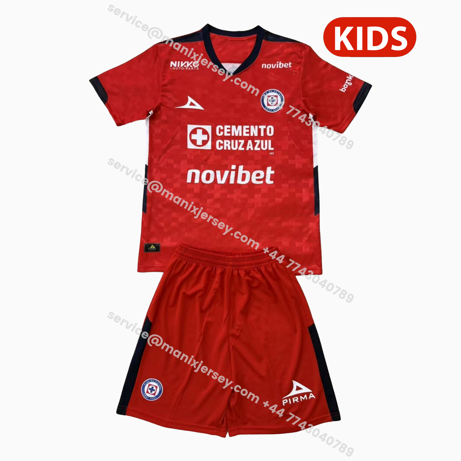 ManixJersey.com | Cruz Azul 25-26 Red Goalkeeper Kids Kit -Customize Name, Number and Patch | Worldwide Shipping