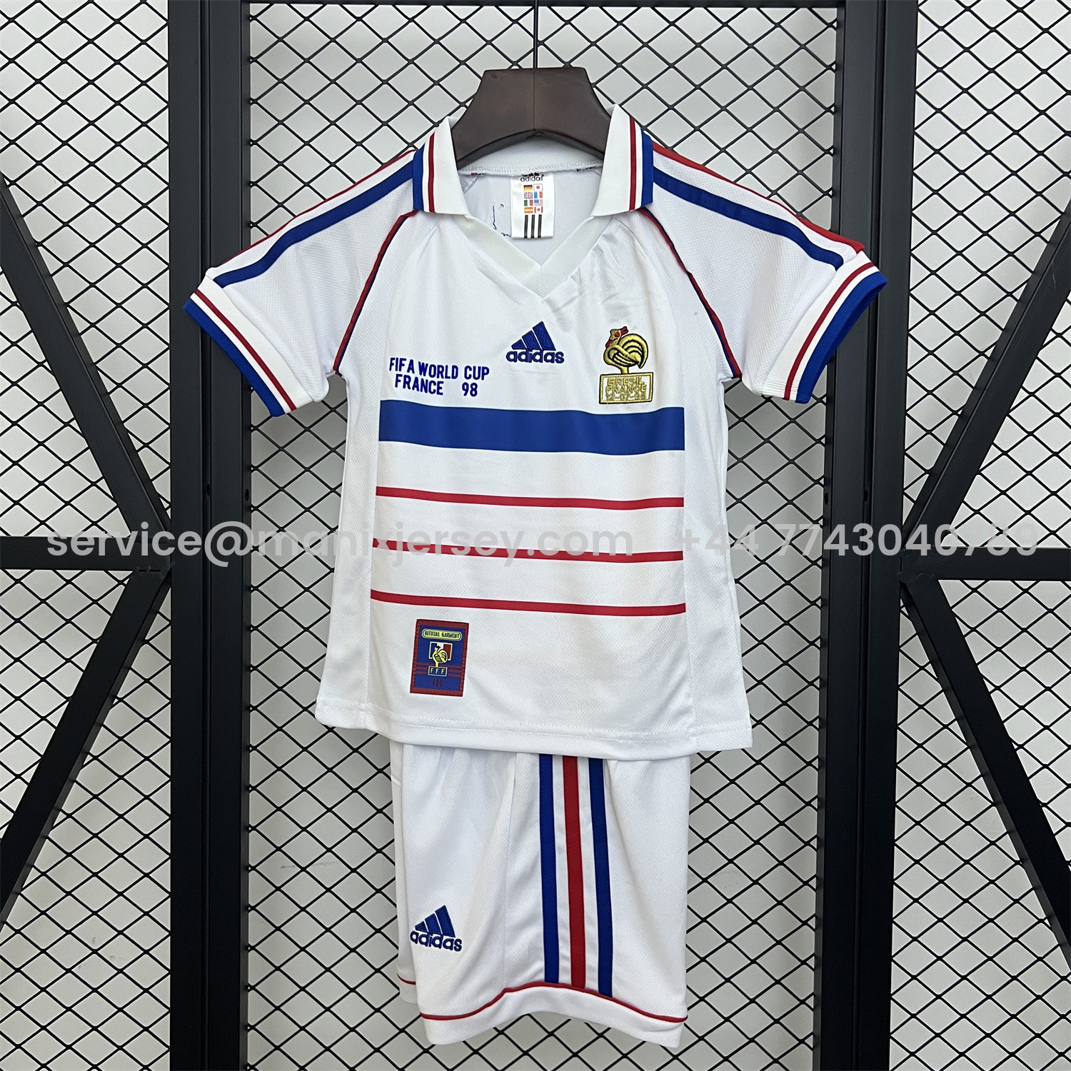 ManixJersey.com | Retro France 1998 Away Kids Kit -Customize Name, Number and Patch | Worldwide Shipping