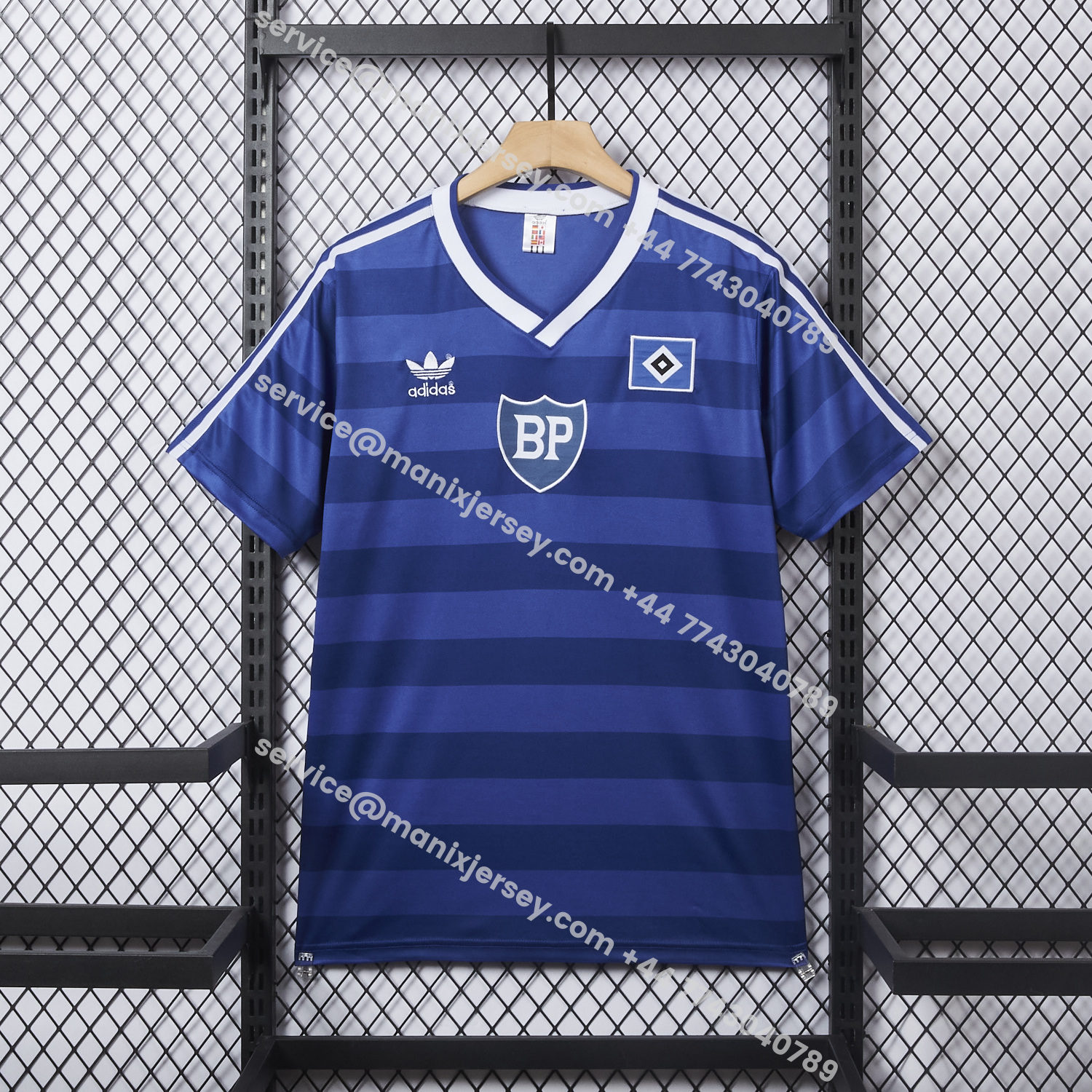 ManixJersey.com | Retro Hamburger SV 1986-87 Away Blue Jersey -Customize Name, Number and Patch | Worldwide Shipping