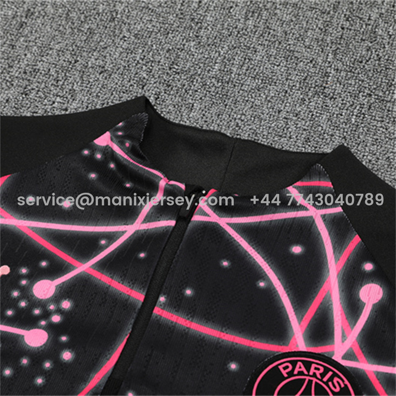 ManixJersey.com | Paris Saint-Germain PSG 25-26 Long Sleeve Training Set - JD Black Pink Top and Black Pants -Customize Name, Number and Patch | Worldwide Shipping