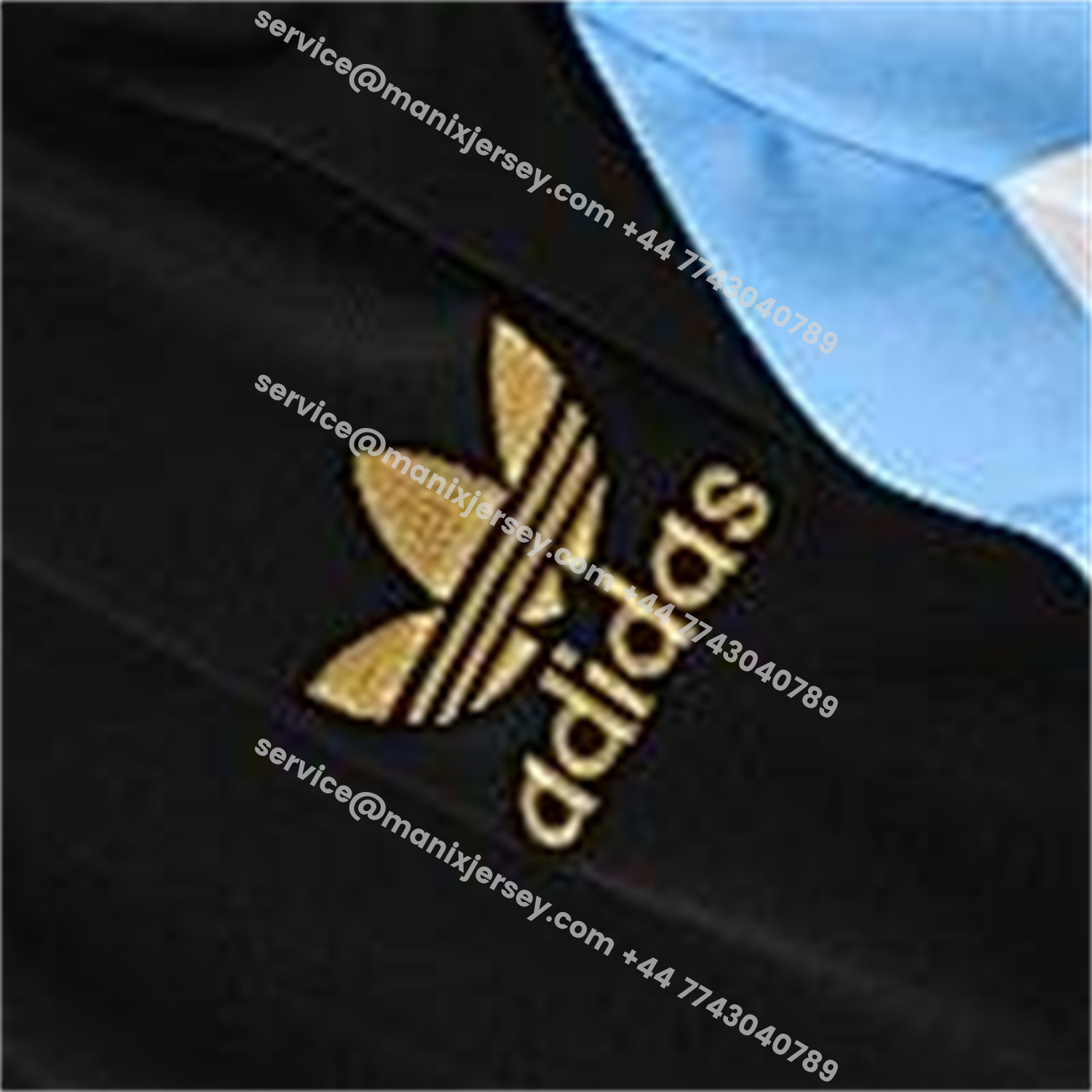 ManixJersey.com | Argentina 25-26 Short-Sleeve Training Set - Blue Stripes Black Top & Black Shorts -Customize Name, Number and Patch | Worldwide Shipping