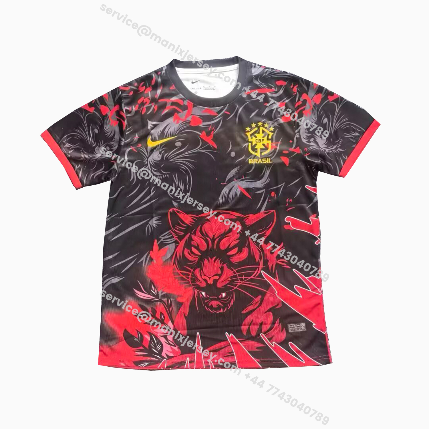 ManixJersey.com | Brazil 25-26 Leopard Red And Black Jersey - Fans Version -Customize Name, Number and Patch | Worldwide Shipping