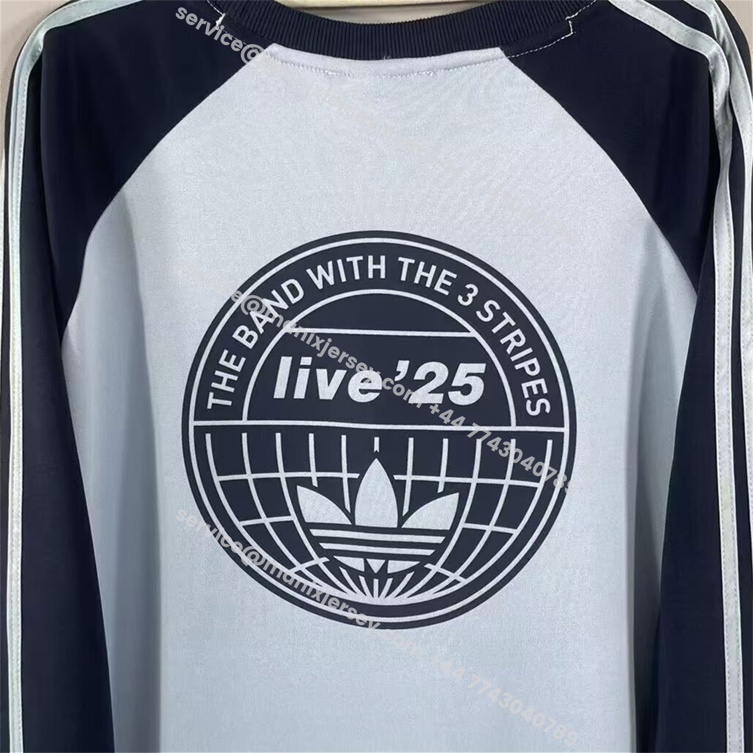 ManixJersey.com | Adidas 25-26 Oasis Originals Tour Light Blue Long Sleeves Jersey - Fans Version -Customize Name, Number and Patch | Worldwide Shipping