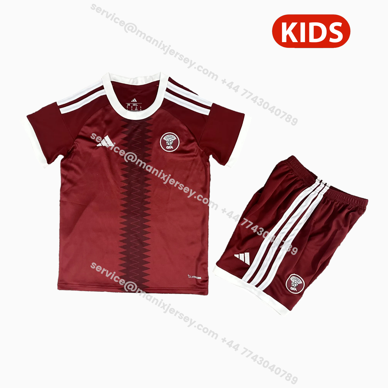 ManixJersey.com | Qatar 2026 Home Kids Kit -Customize Name, Number and Patch | Worldwide Shipping