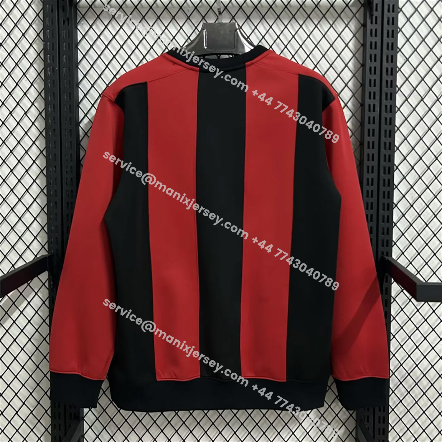 ManixJersey.com | AC Milan Red Black Stripes Unisex Pullover Hoodieullover Hoodie -Customize Name, Number and Patch | Worldwide Shipping