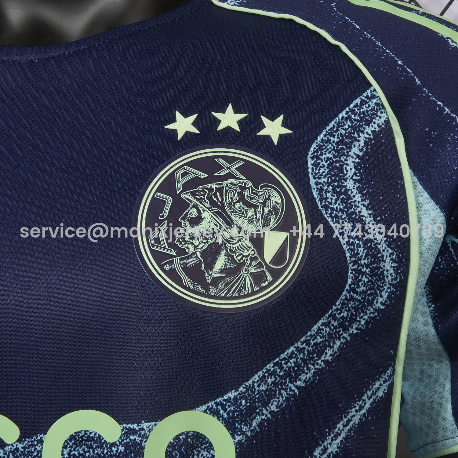 ManixJersey.com | Ajax 25-26 Away Deep Blue Jersey - Player Version -Customize Name, Number and Patch | Worldwide Shipping