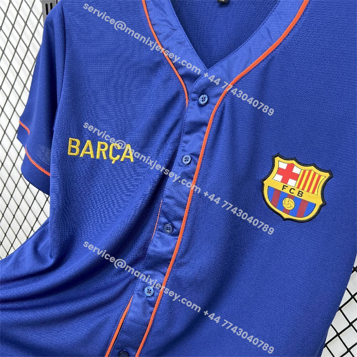 ManixJersey.com | Barcelona 25-26 Blue Baseball Jersey -Customize Name, Number and Patch | Worldwide Shipping