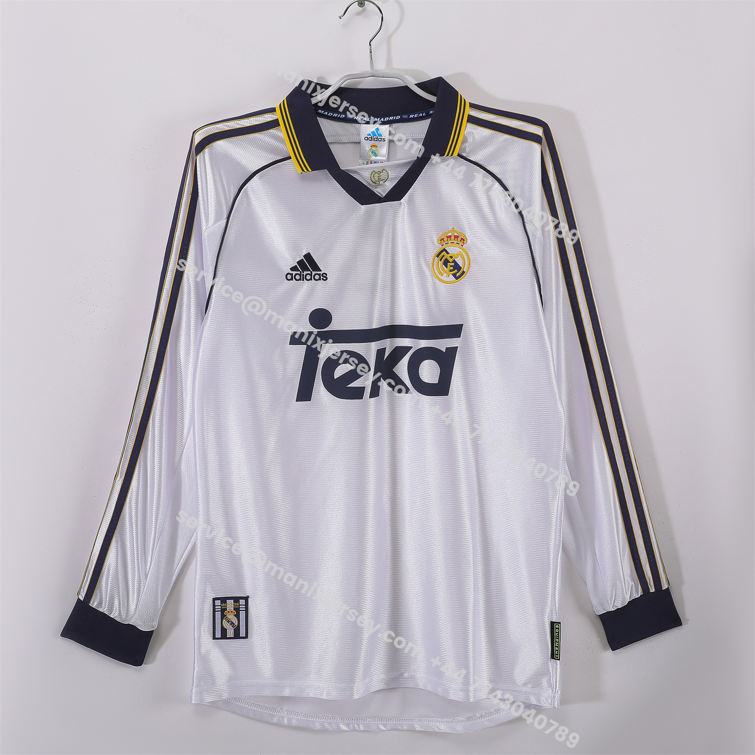 ManixJersey.com | Retro Real Madrid 1998-00 Home Long Sleeves Jersey -Customize Name, Number and Patch | Worldwide Shipping