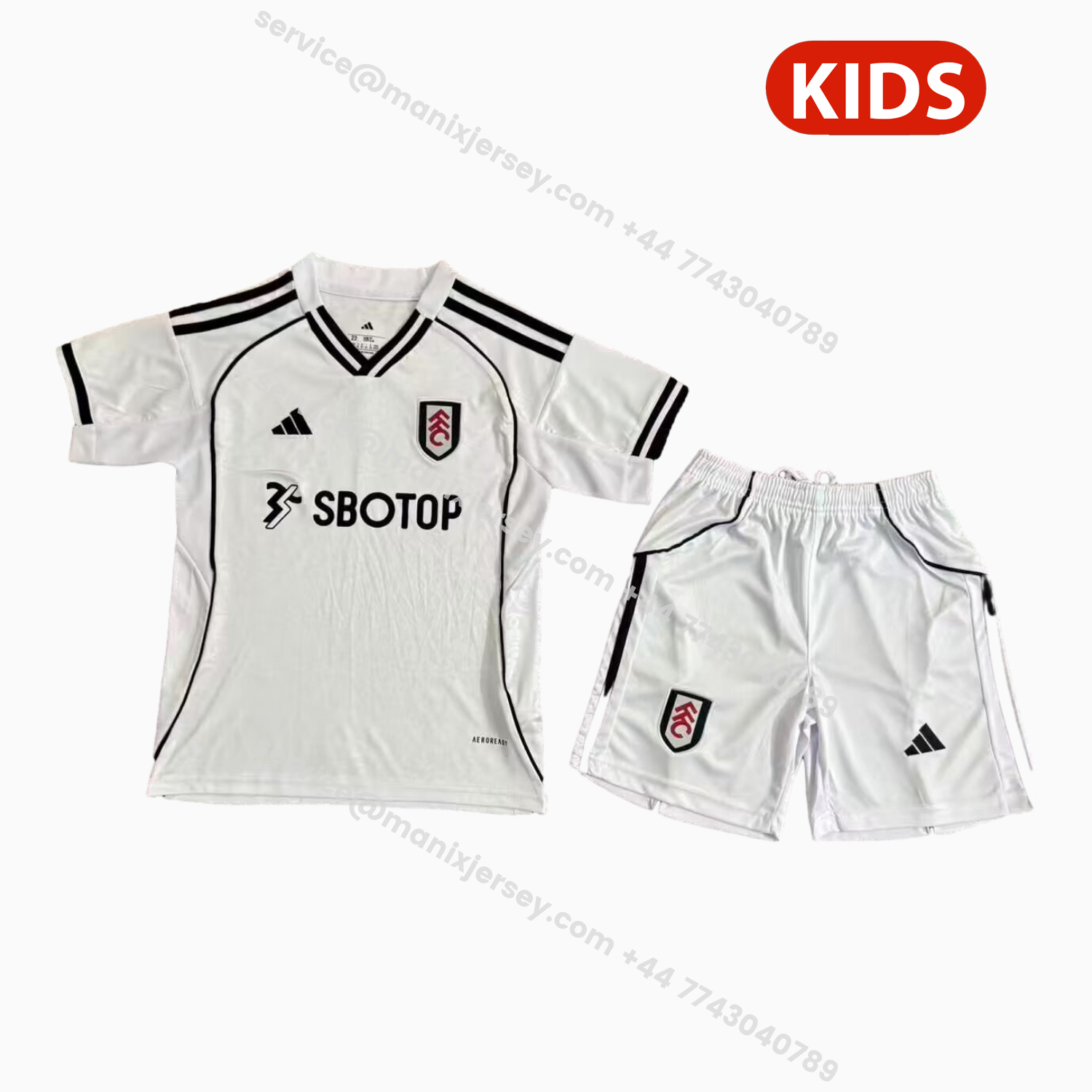 ManixJersey.com | Fulham 25-26 Home Kids Kit -Customize Name, Number and Patch | Worldwide Shipping