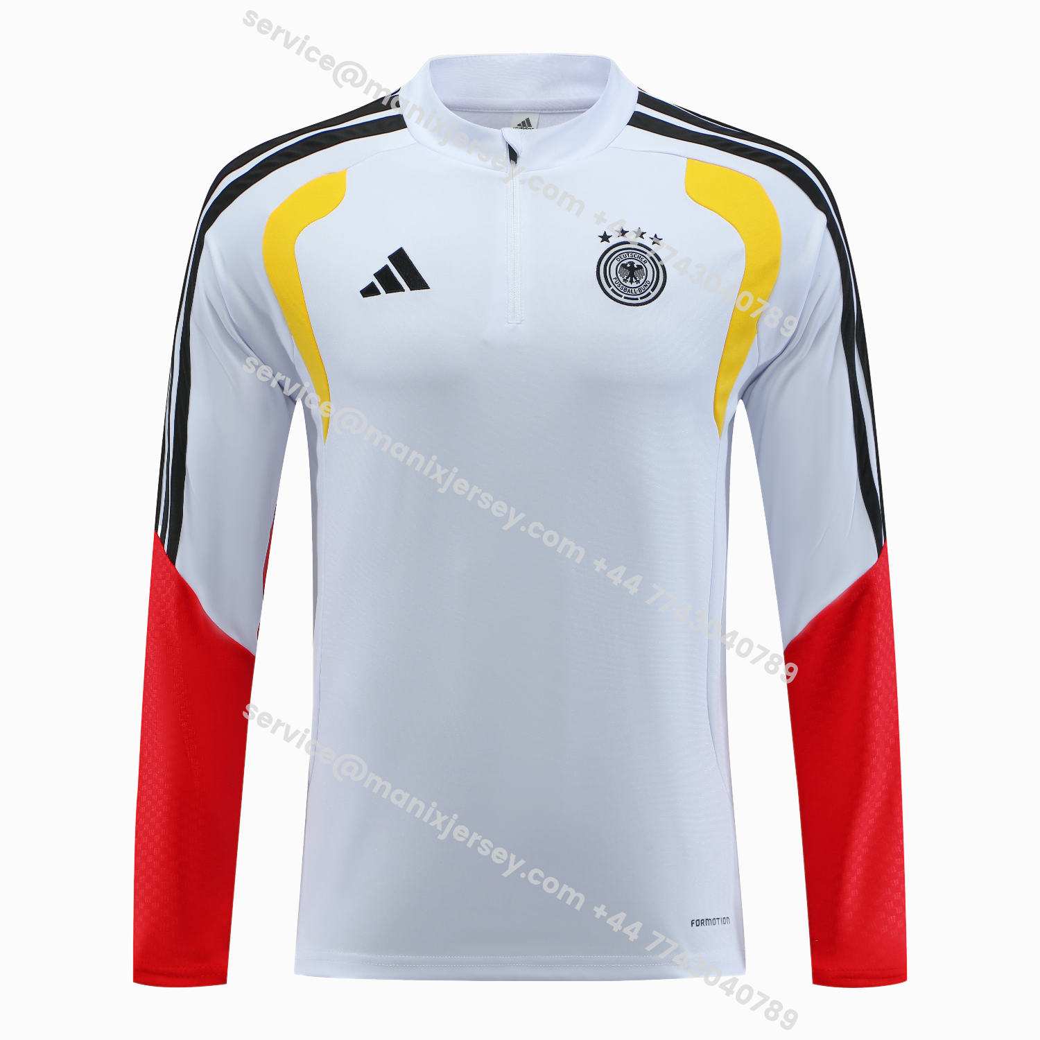 ManixJersey.com | Germany 2026 Kids Long Sleeve Training Set - White Top & Pants -Customize Name, Number and Patch | Worldwide Shipping