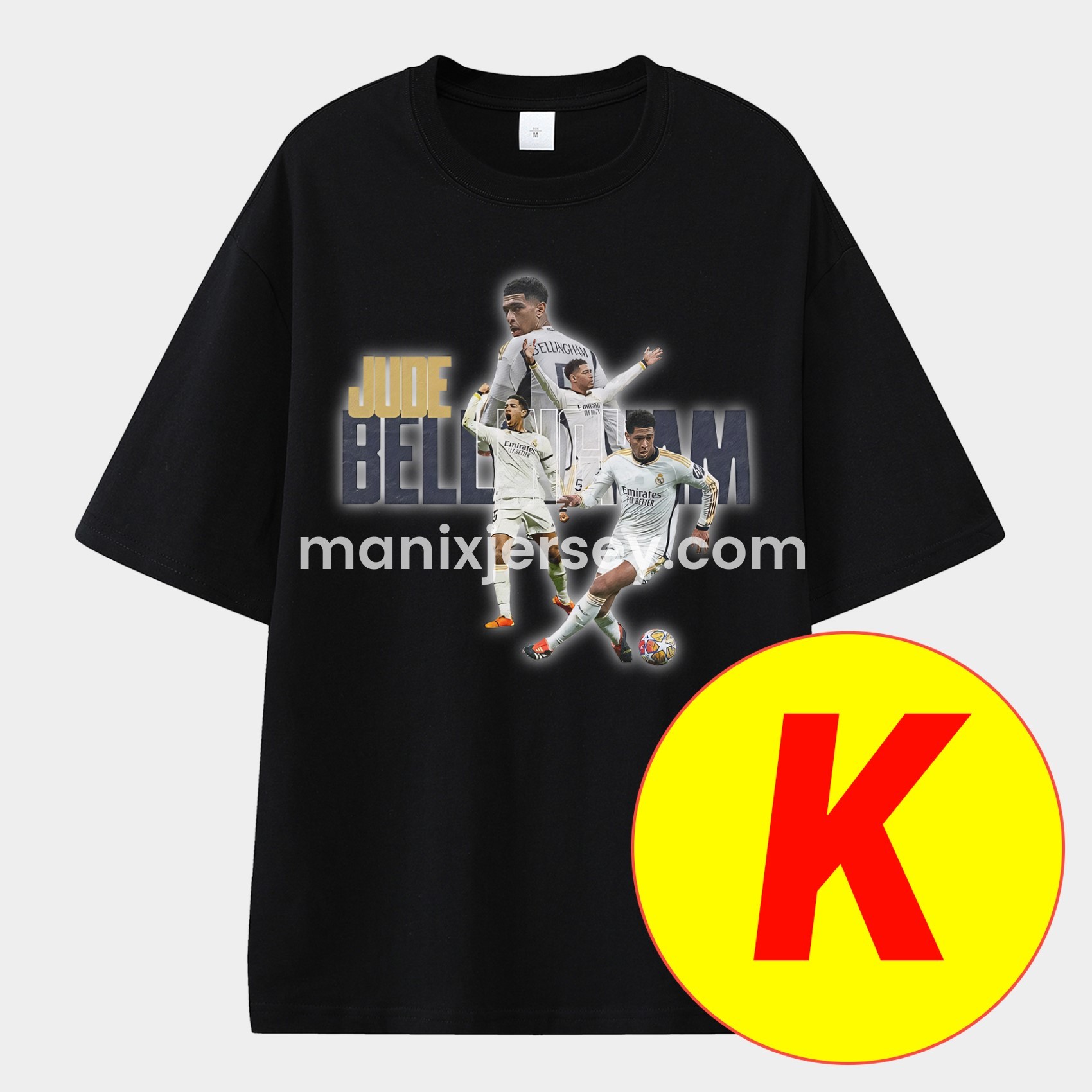 ManixJersey.com | Bellingham Real Madrid England Unisex Pure Cotton T-shirt -Customize Name, Number and Patch | Worldwide Shipping