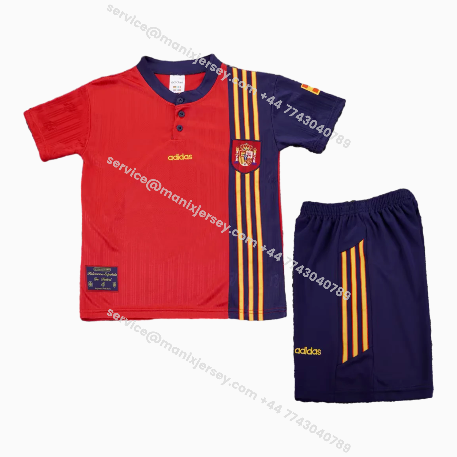 ManixJersey.com | Retro Spain 1996 Home Kids Kit -Customize Name, Number and Patch | Worldwide Shipping