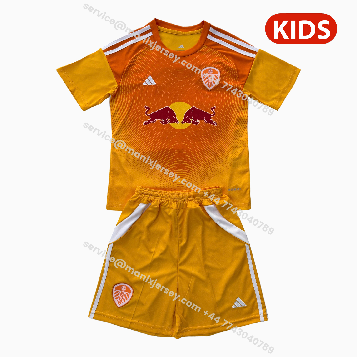 ManixJersey.com | Leeds United 25-26 Orange Goalkeeper Kids Kit -Customize Name, Number and Patch | Worldwide Shipping