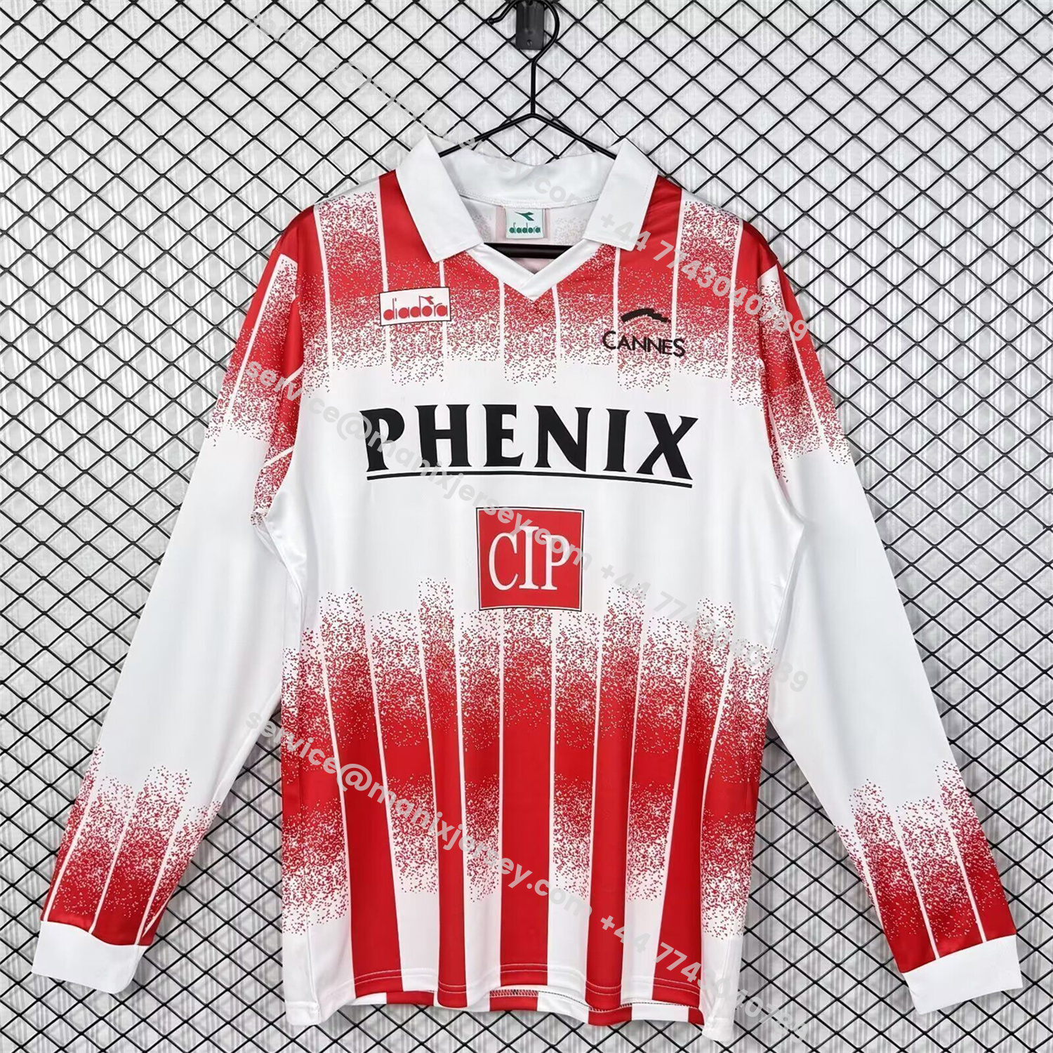 ManixJersey.com | Retro AS Cannes 1991-92 Home Long Sleeves Jersey -Customize Name, Number and Patch | Worldwide Shipping