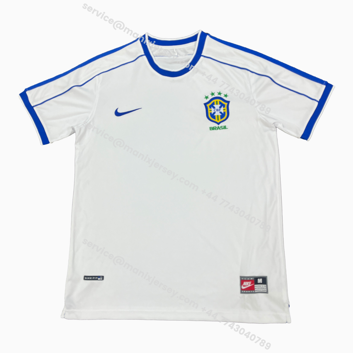 ManixJersey.com | Retro Brazil 1998 Goalkeeper White Jersey -Customize Name, Number and Patch | Worldwide Shipping