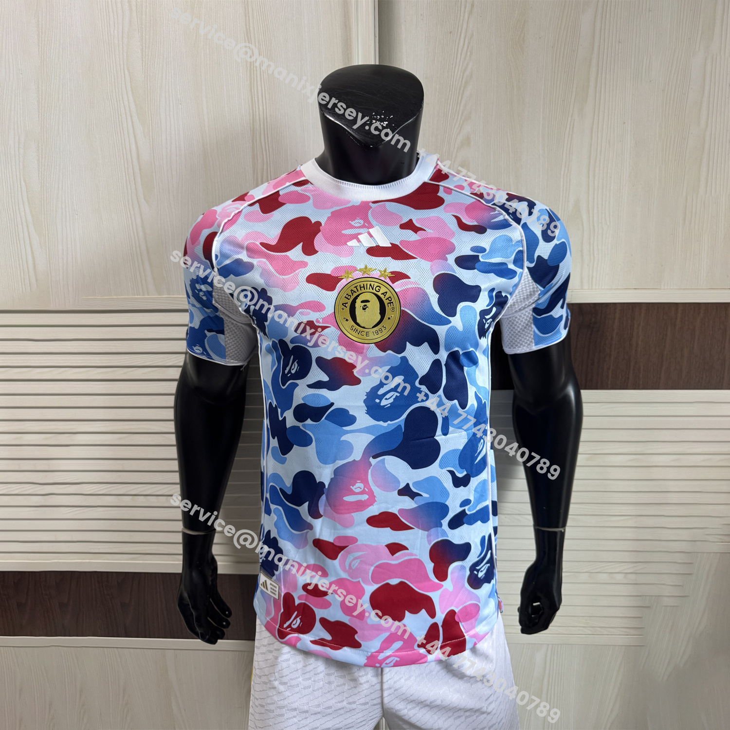 ManixJersey.com | Adidas x A Bathing Ape Pink And Blue Camouflage Special Jersey - Player Version -Customize Name, Number and Patch | Worldwide Shipping