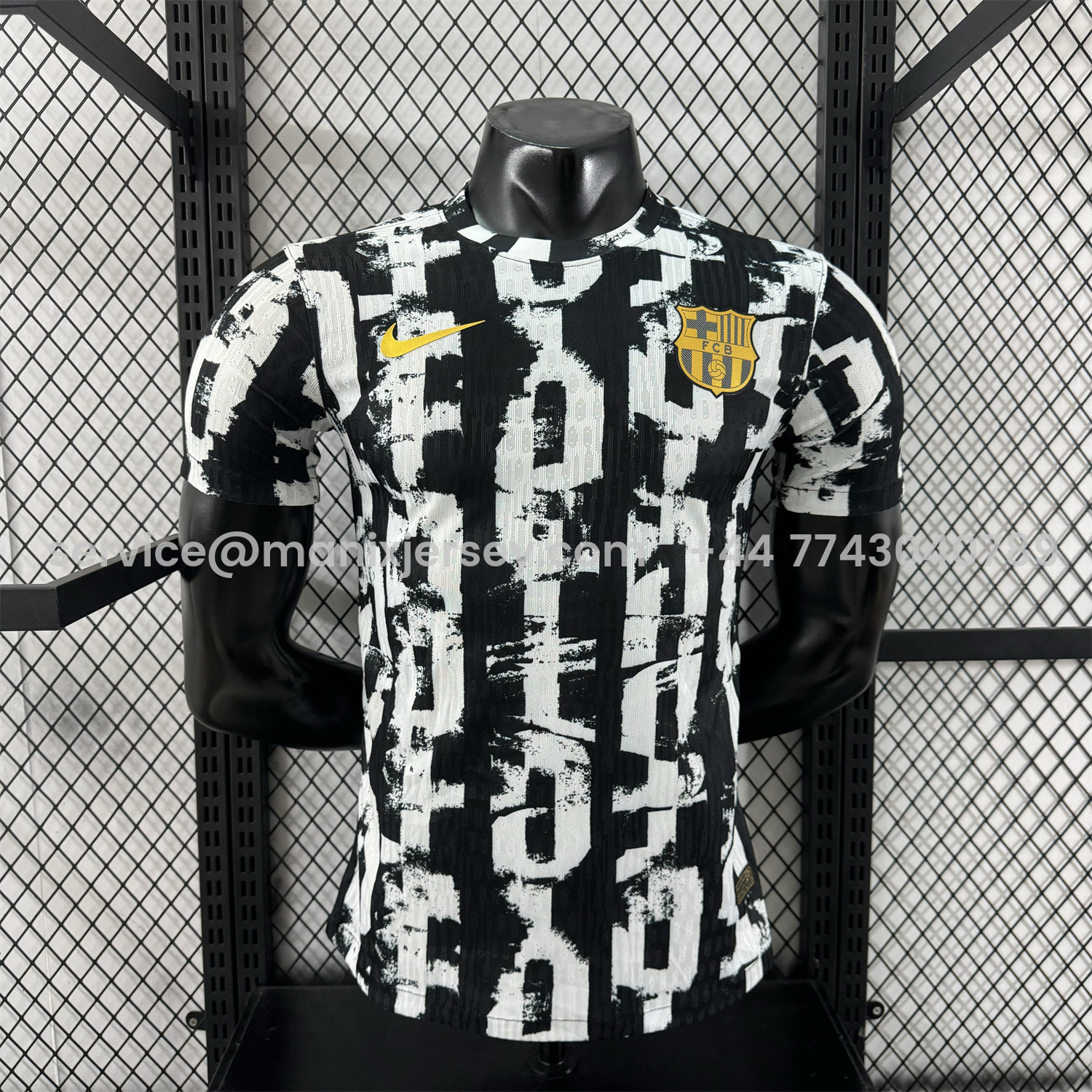 ManixJersey.com | Barcelona 25-26 Unsponsored White & Black Letters Special Jersey - Player Version -Customize Name, Number and Patch | Worldwide Shipping