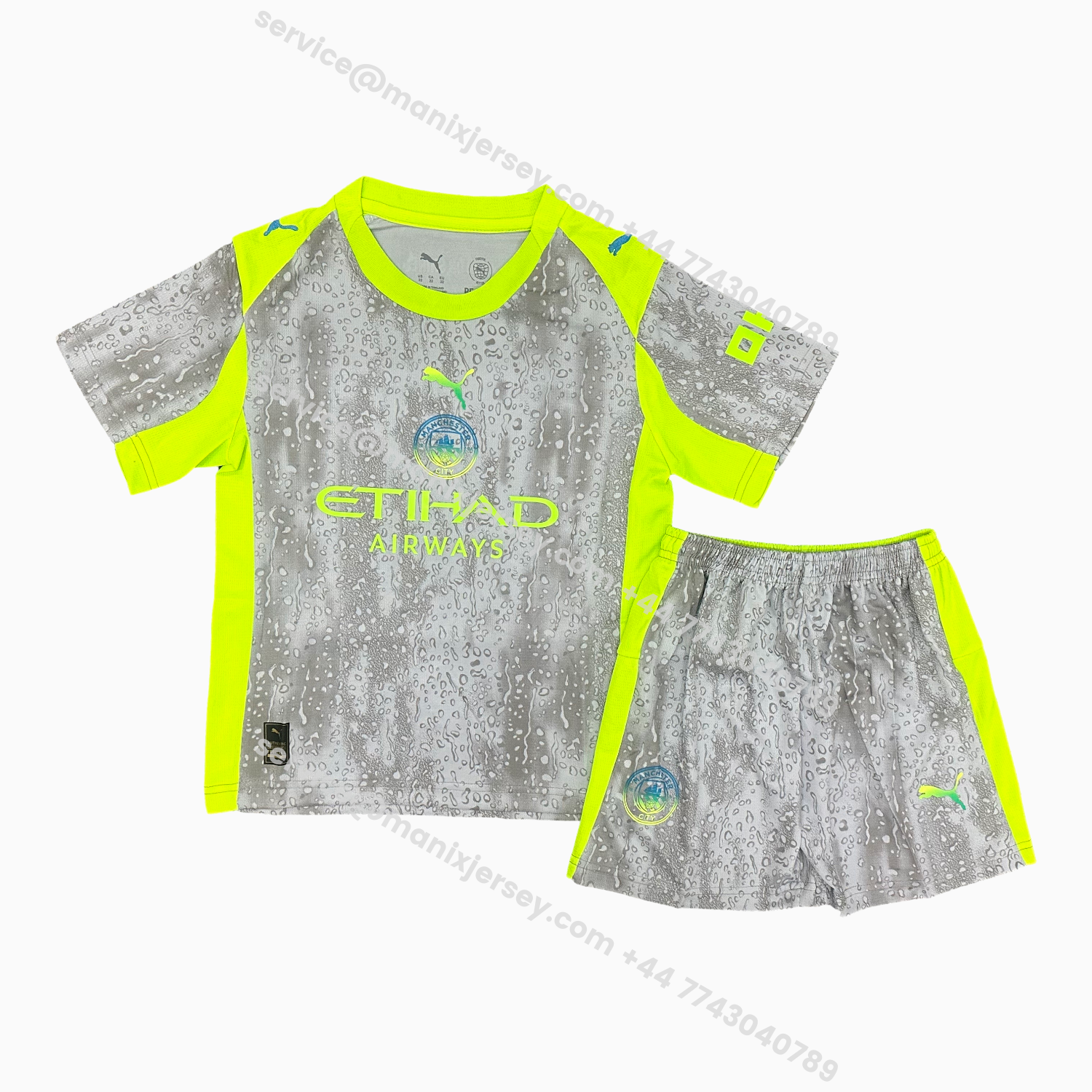ManixJersey.com | Manchester City 25-26 Third Gray Kids Kit -Customize Name, Number and Patch | Worldwide Shipping
