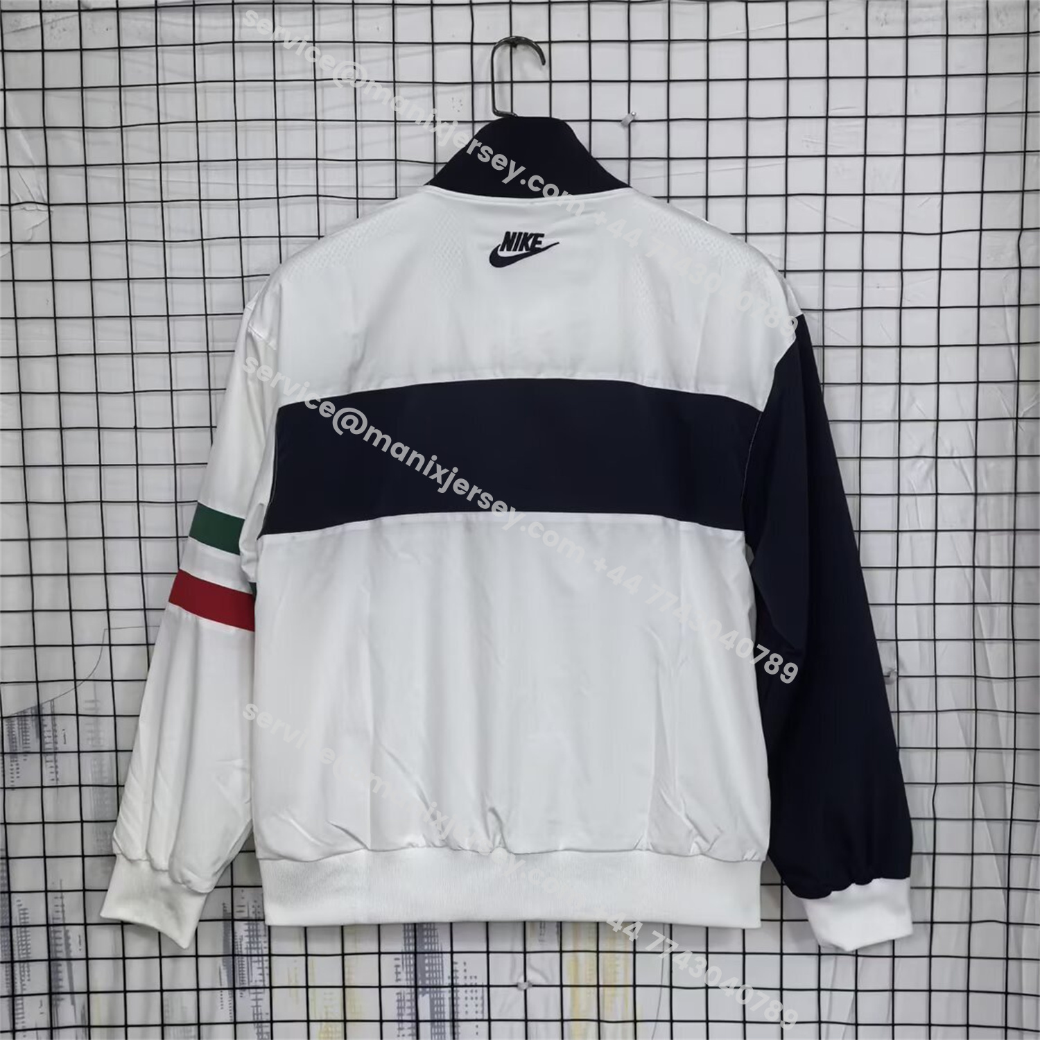 ManixJersey.com | Italy 25-26 Throwback Windbreaker Jacket - White And Black -Customize Name, Number and Patch | Worldwide Shipping