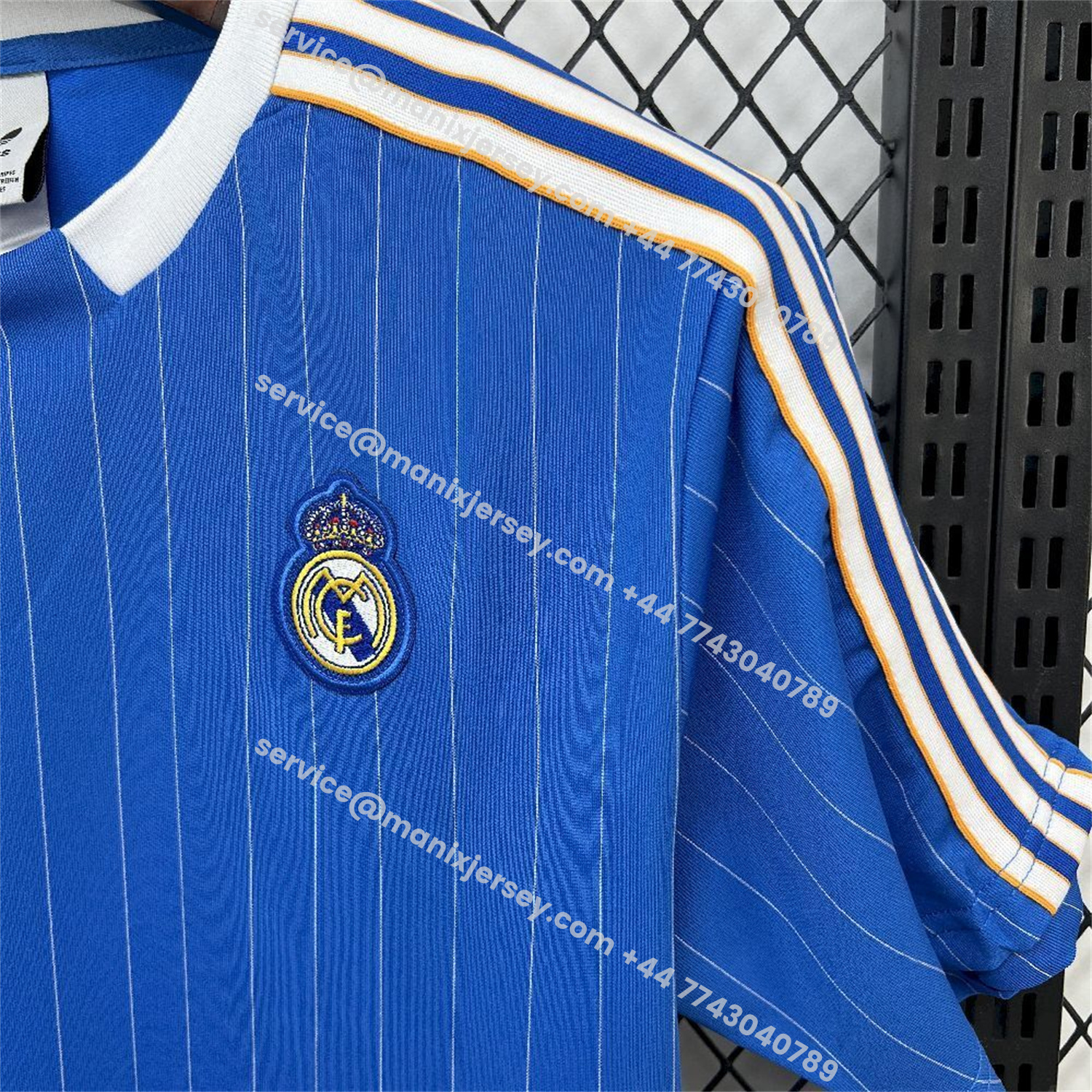 ManixJersey.com | Real Madrid 25-26 Trefoil White Lines Blue Travel Jersey - Fans Version -Customize Name, Number and Patch | Worldwide Shipping