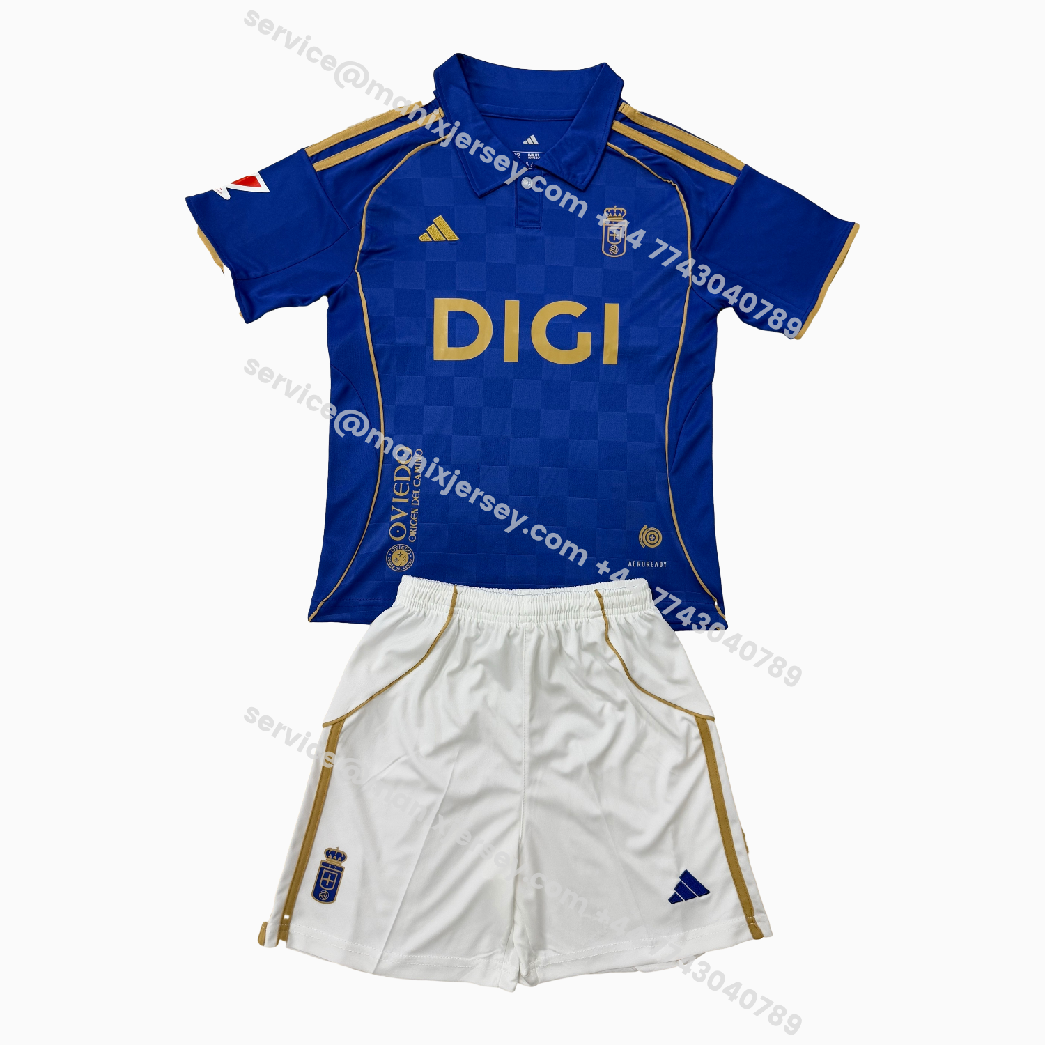 ManixJersey.com | Real Oviedo 25-26 Home Men's Adult Jersey Set - Fans Version -Customize Name, Number and Patch | Worldwide Shipping