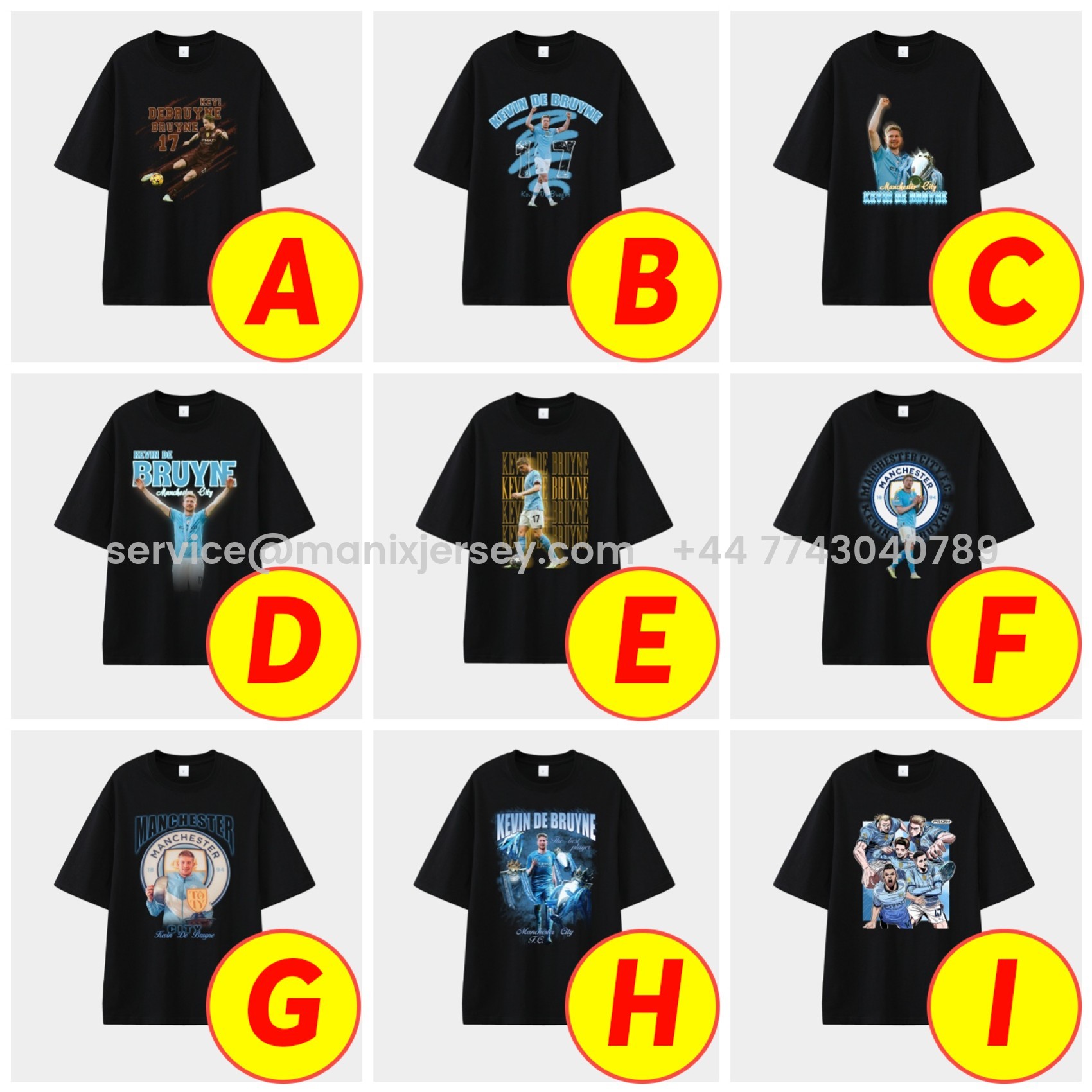 ManixJersey.com | Manchester City Kevin De Bruyne Career Memory Fragments Unisex Pure Cotton T-shirt -Customize Name, Number and Patch | Worldwide Shipping