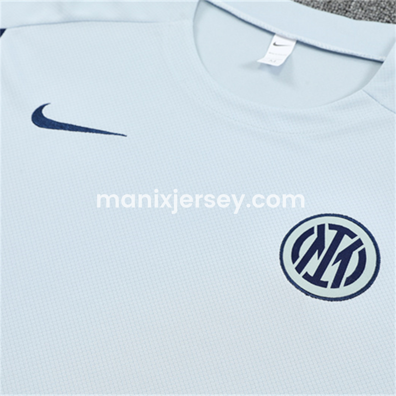 ManixJersey.com | Inter Milan 25-26 Short-Sleeve Training Set - Light Grey Top & Blue Shorts -Customize Name, Number and Patch | Worldwide Shipping