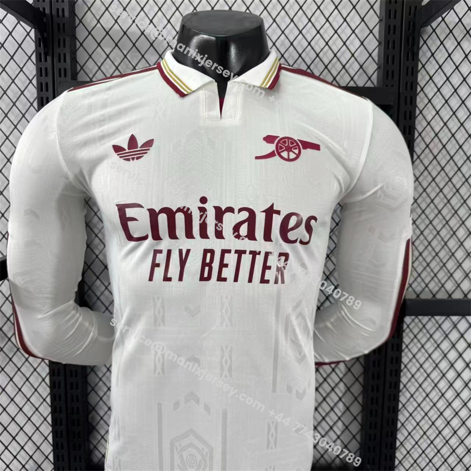 ManixJersey.com | Arsenal 25-26 Third White Long Sleeves Jersey - Player Version -Customize Name, Number and Patch | Worldwide Shipping