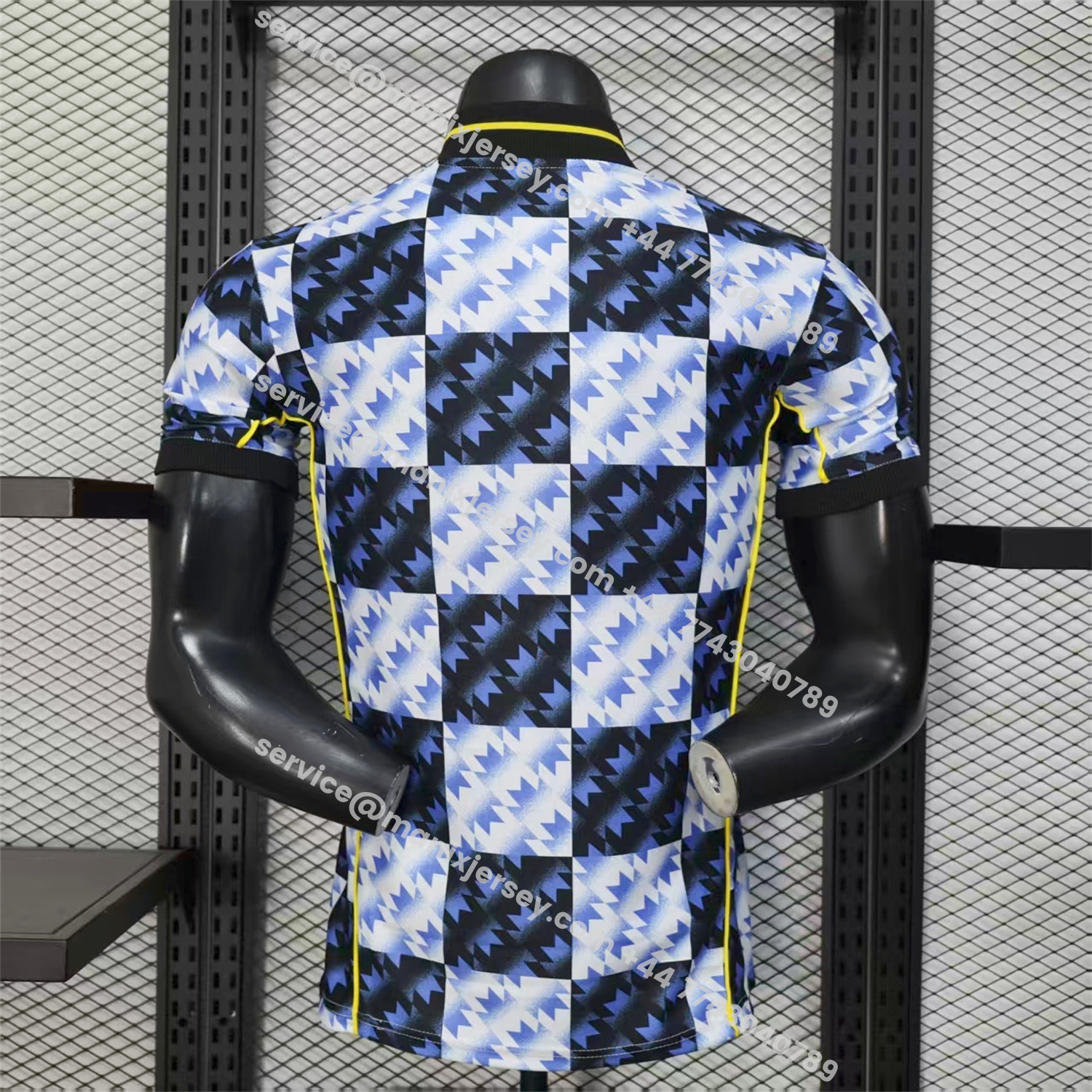 ManixJersey.com | Manchester United 25-26 Blue And Black Checkerboard Special Jersey - Player Version -Customize Name, Number and Patch | Worldwide Shipping