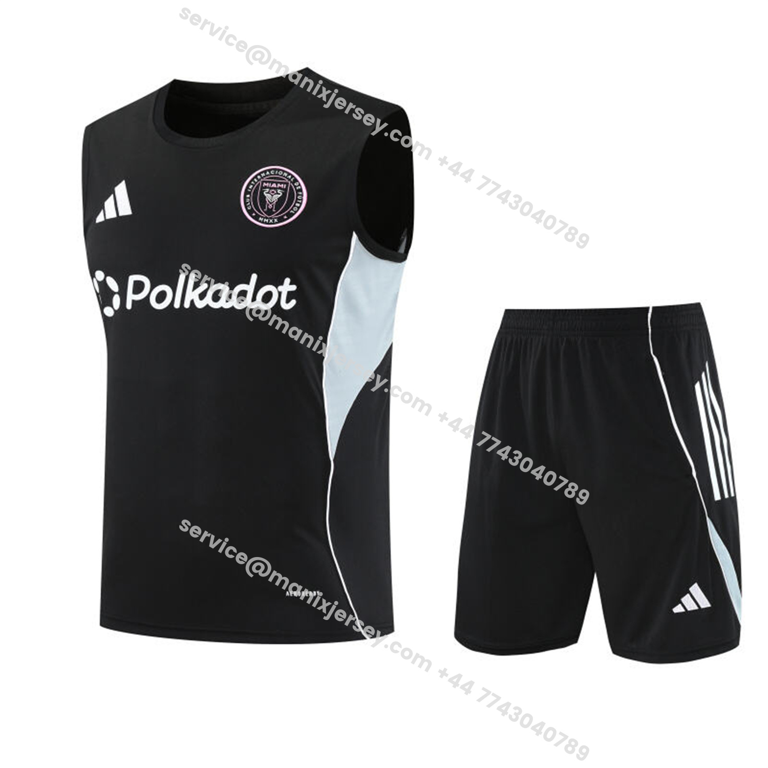 ManixJersey.com | INT M.A.M 25-26 Vest Training Set - Black And Light Grey Vest & Black Shorts -Customize Name, Number and Patch | Worldwide Shipping