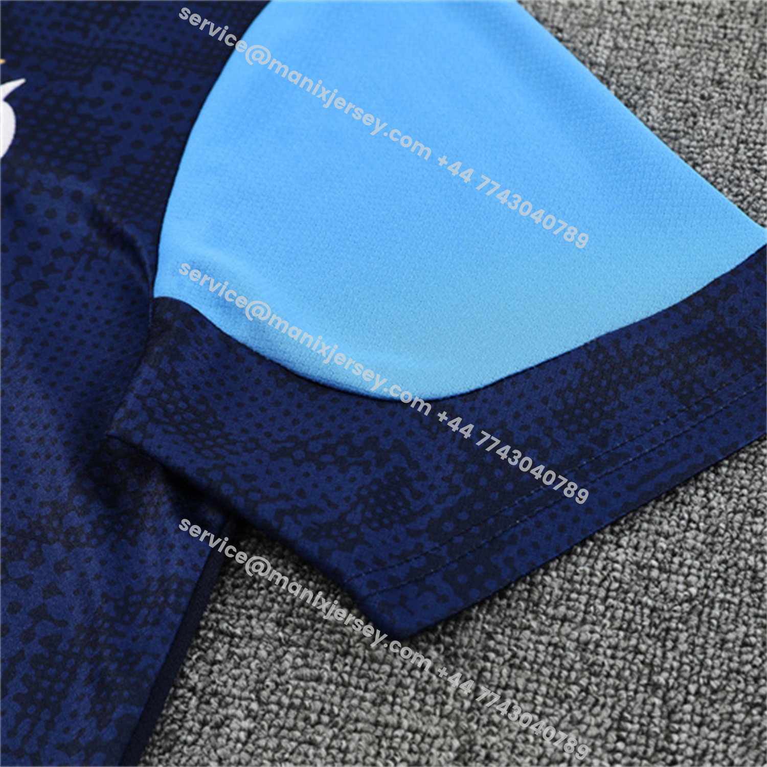 ManixJersey.com | Marseille 25-26 Kids Short-Sleeve Training Set - Royal Blue Top & Royal Blue Shorts -Customize Name, Number and Patch | Worldwide Shipping