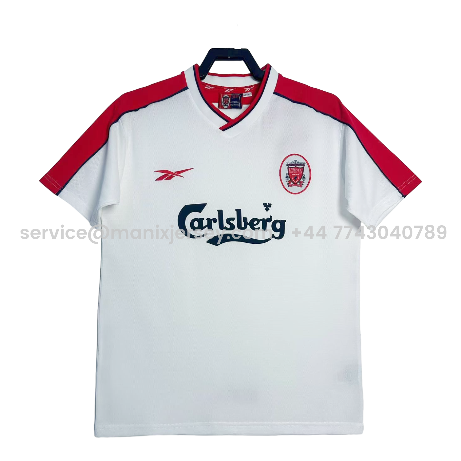ManixJersey.com | Retro Liver.pool 1998-99 Away White Jersey -Customize Name, Number and Patch | Worldwide Shipping