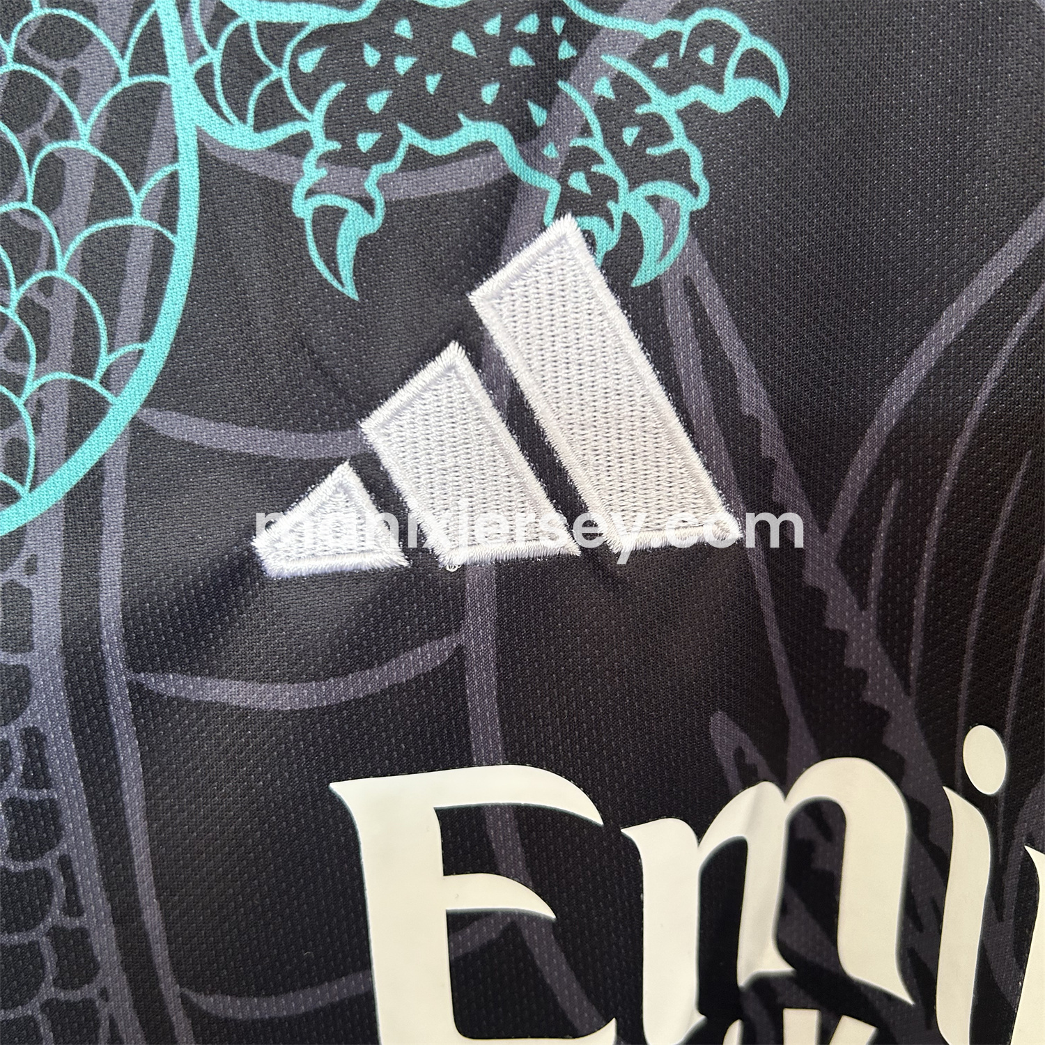 ManixJersey.com | Real Madrid 25-26 Blue Dragon Black Jersey - Fans Version -Customize Name, Number and Patch | Worldwide Shipping