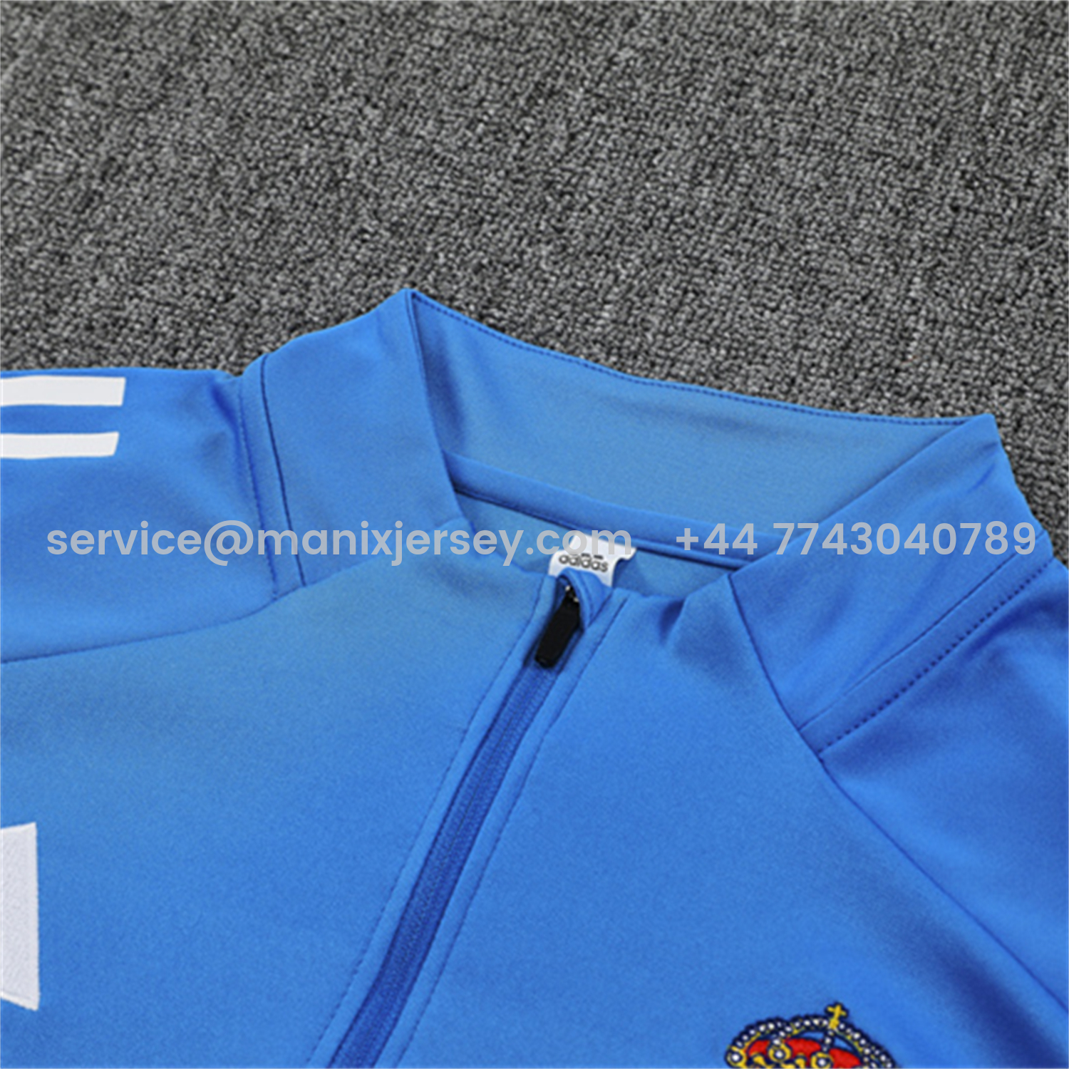 ManixJersey.com | Real Madrid 25-26 Long Sleeve Training Set - Bright Blue Top & Pants -Customize Name, Number and Patch | Worldwide Shipping