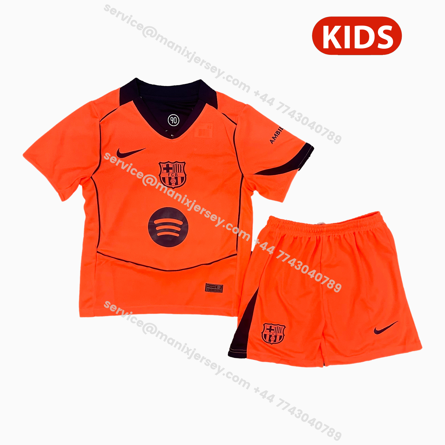 ManixJersey.com | Barcelona 25-26 Third Kids Kit -Customize Name, Number and Patch | Worldwide Shipping