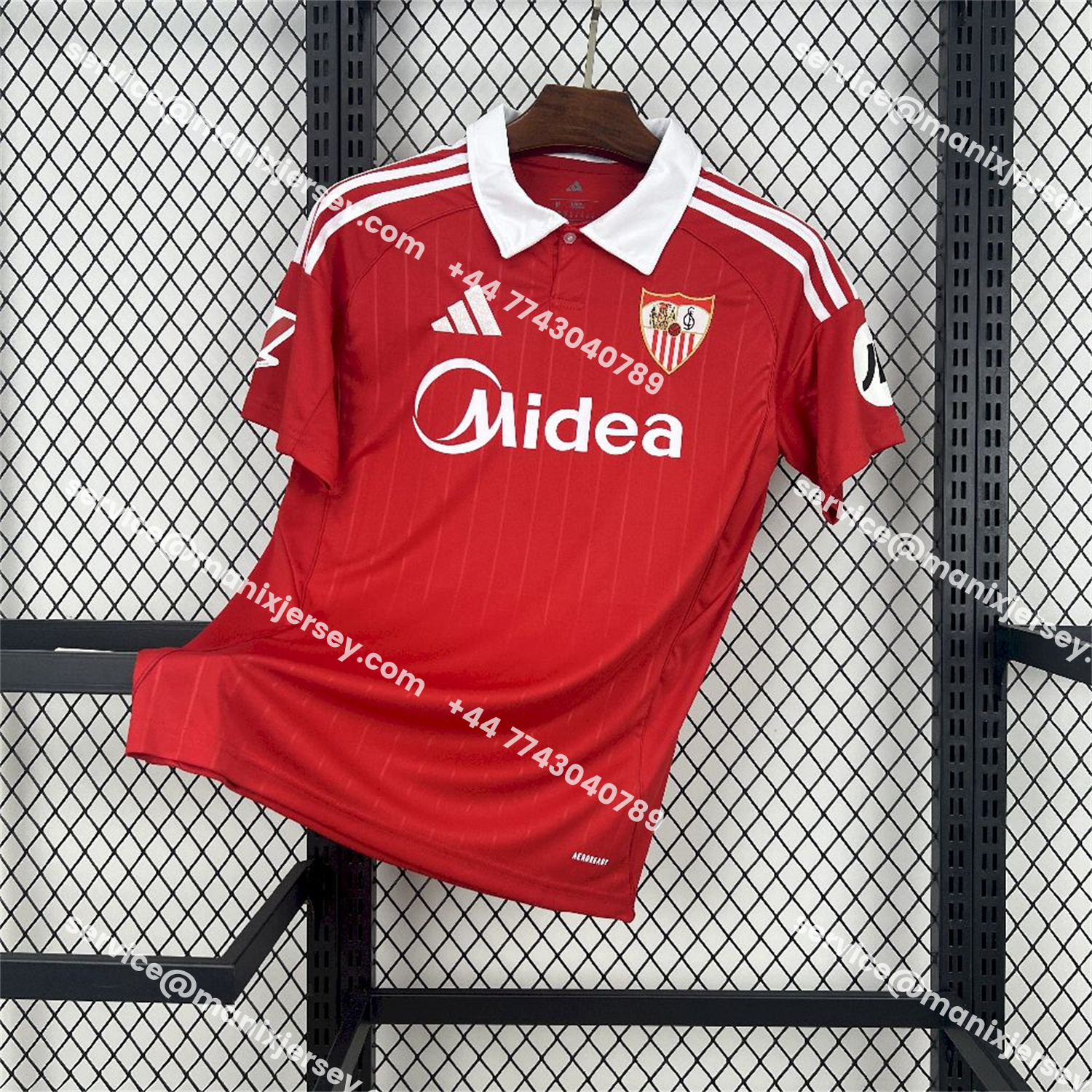 ManixJersey.com | Sevilla 25-26 Away Red Jersey - Fans Version -Customize Name, Number and Patch | Worldwide Shipping