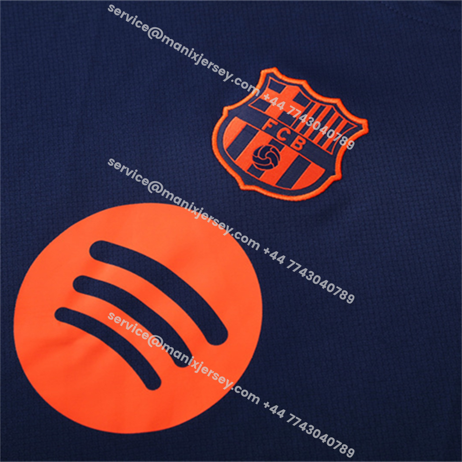 ManixJersey.com | Barcelona 25-26 Short-Sleeve Training Set - Royal Blue Top Orange Sponsor & Royal Blue Shorts -Customize Name, Number and Patch | Worldwide Shipping
