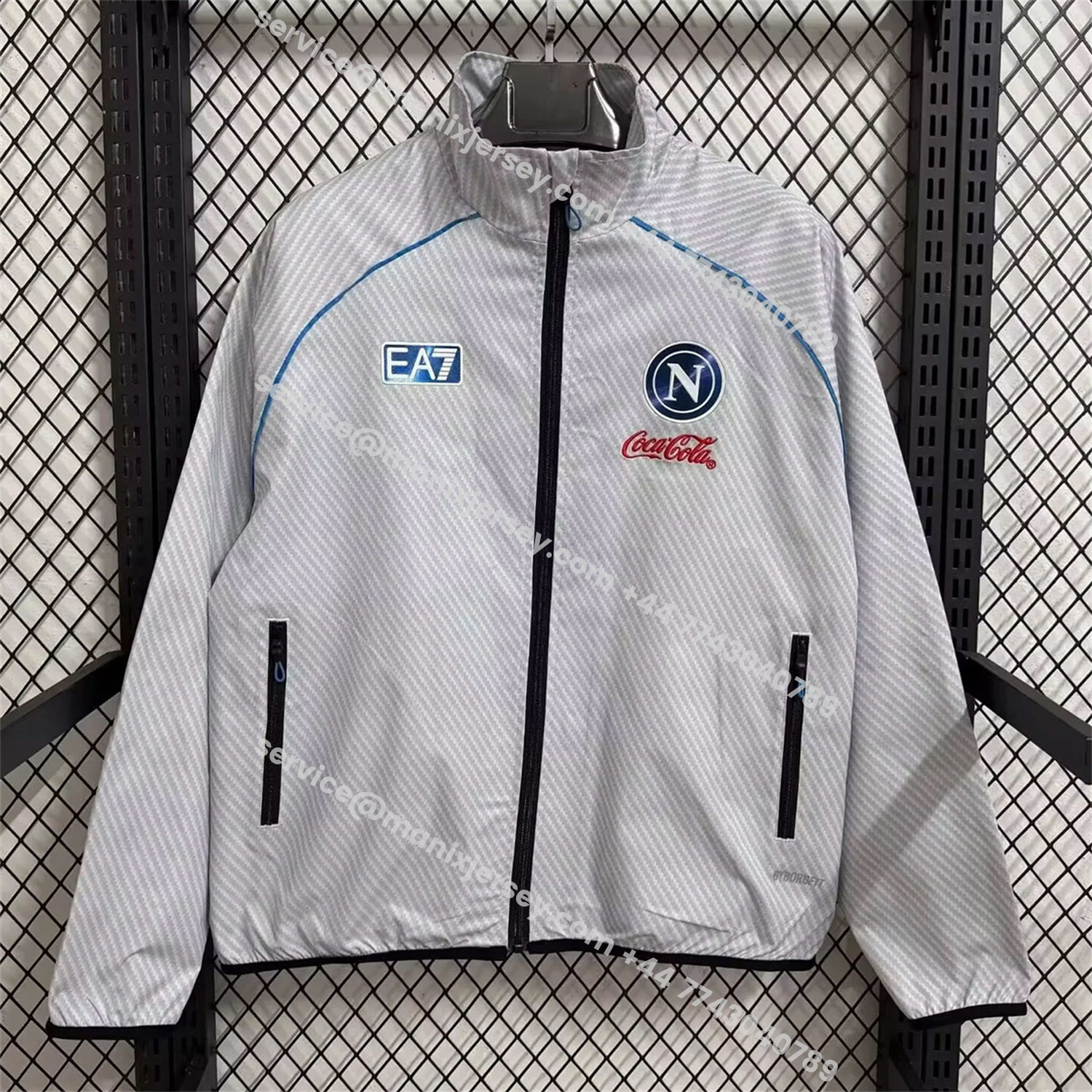 ManixJersey.com | Napoli 25-26 Windbreaker Jacket - Gray -Customize Name, Number and Patch | Worldwide Shipping