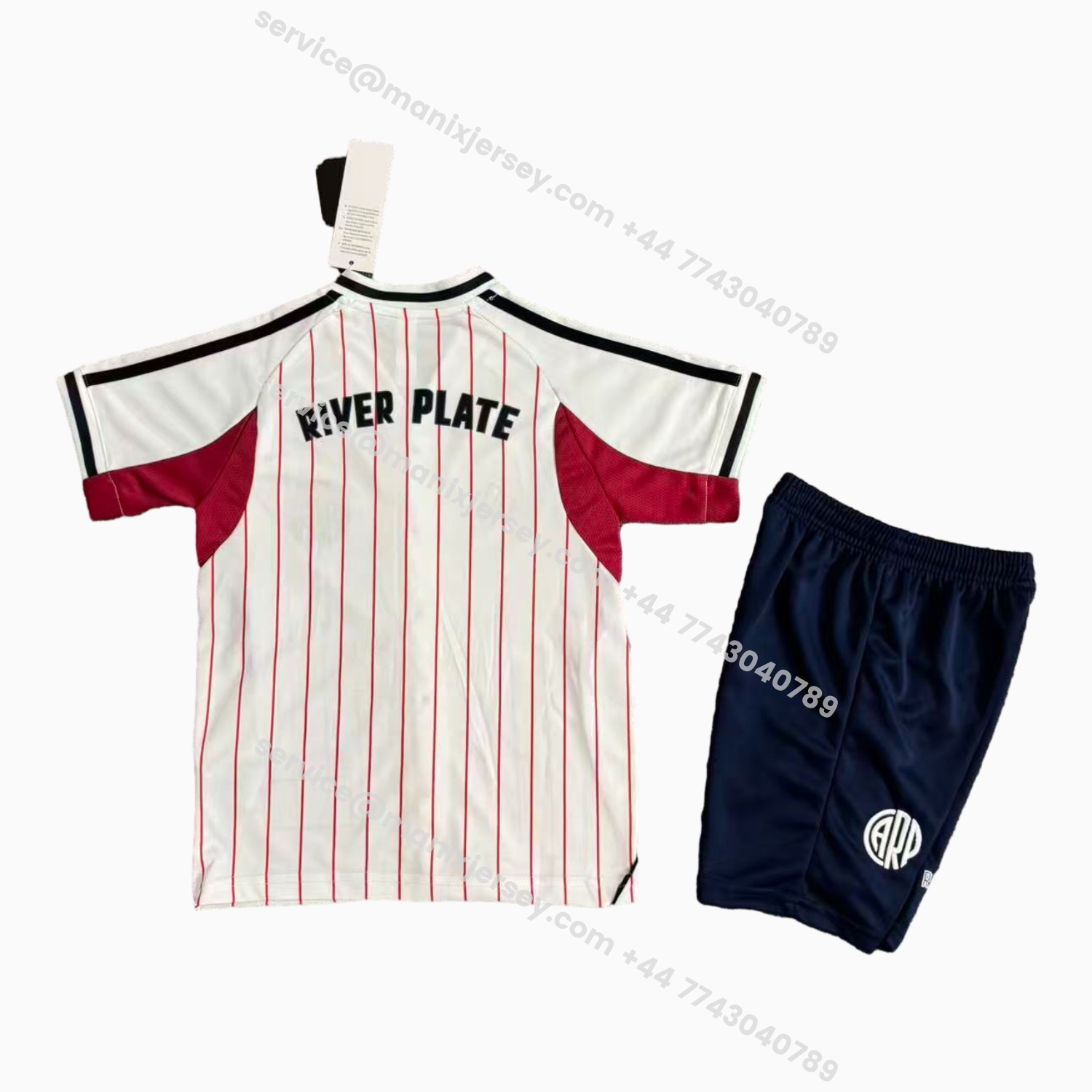 ManixJersey.com | River Plate 25-26 White With Red Lines Baseball Kids Kit -Customize Name, Number and Patch | Worldwide Shipping