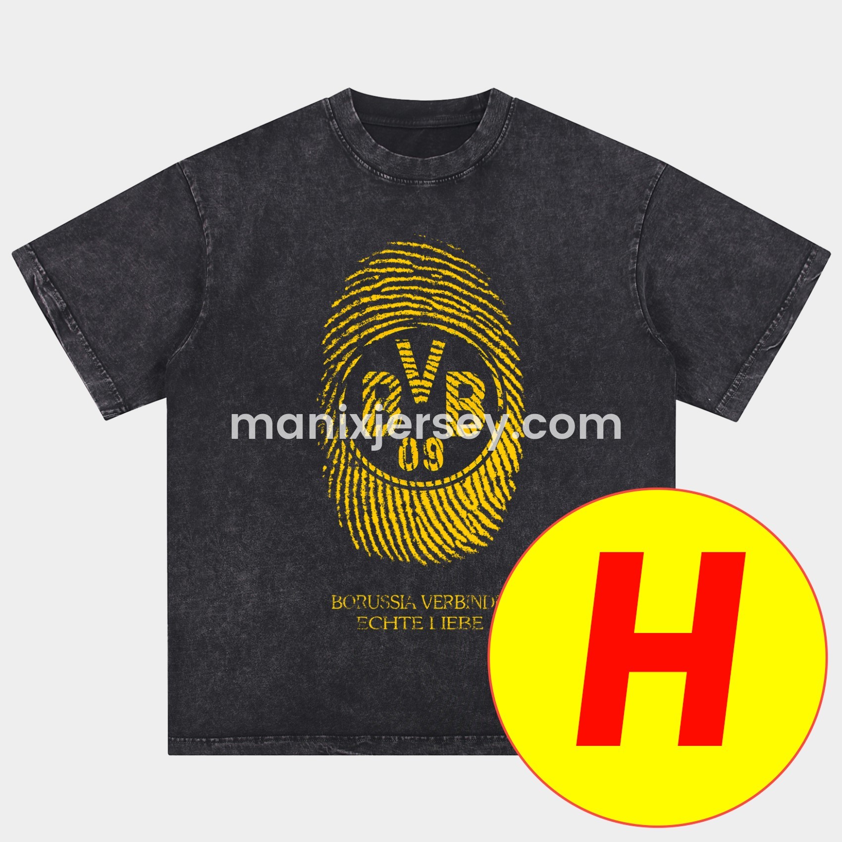 ManixJersey.com | Dortmund Oversized Washed T-Shirt -Customize Name, Number and Patch | Worldwide Shipping