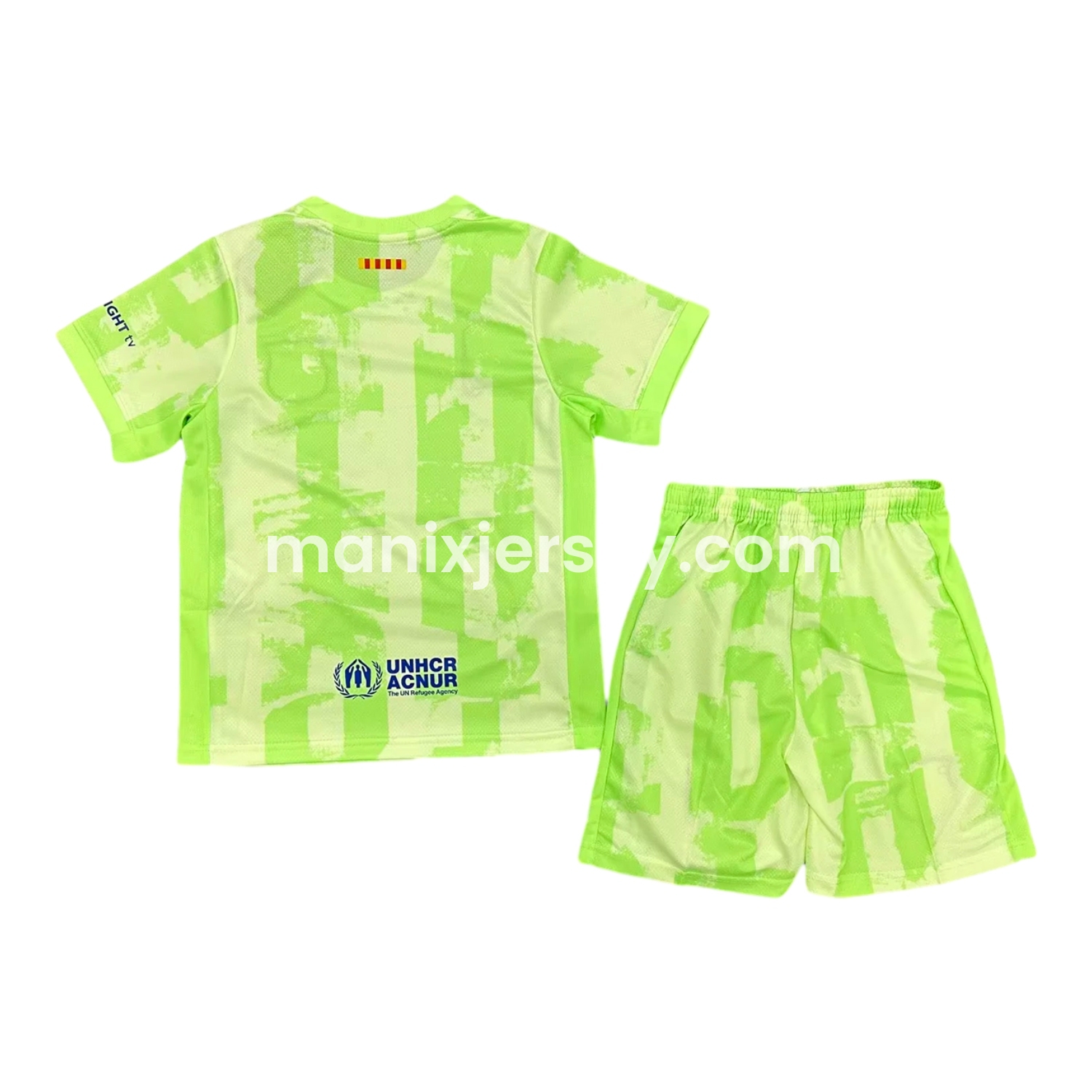 ManixJersey.com | Barcelona x Travis Scott 24-25 Third Green Kids Kit -Customize Name, Number and Patch | Worldwide Shipping