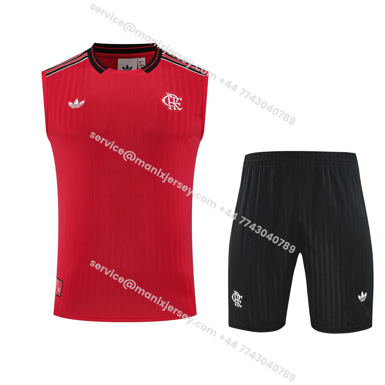ManixJersey.com | Flamengo 25-26 Short-Sleeve Training Set - Red Vest & Black Shorts -Customize Name, Number and Patch | Worldwide Shipping