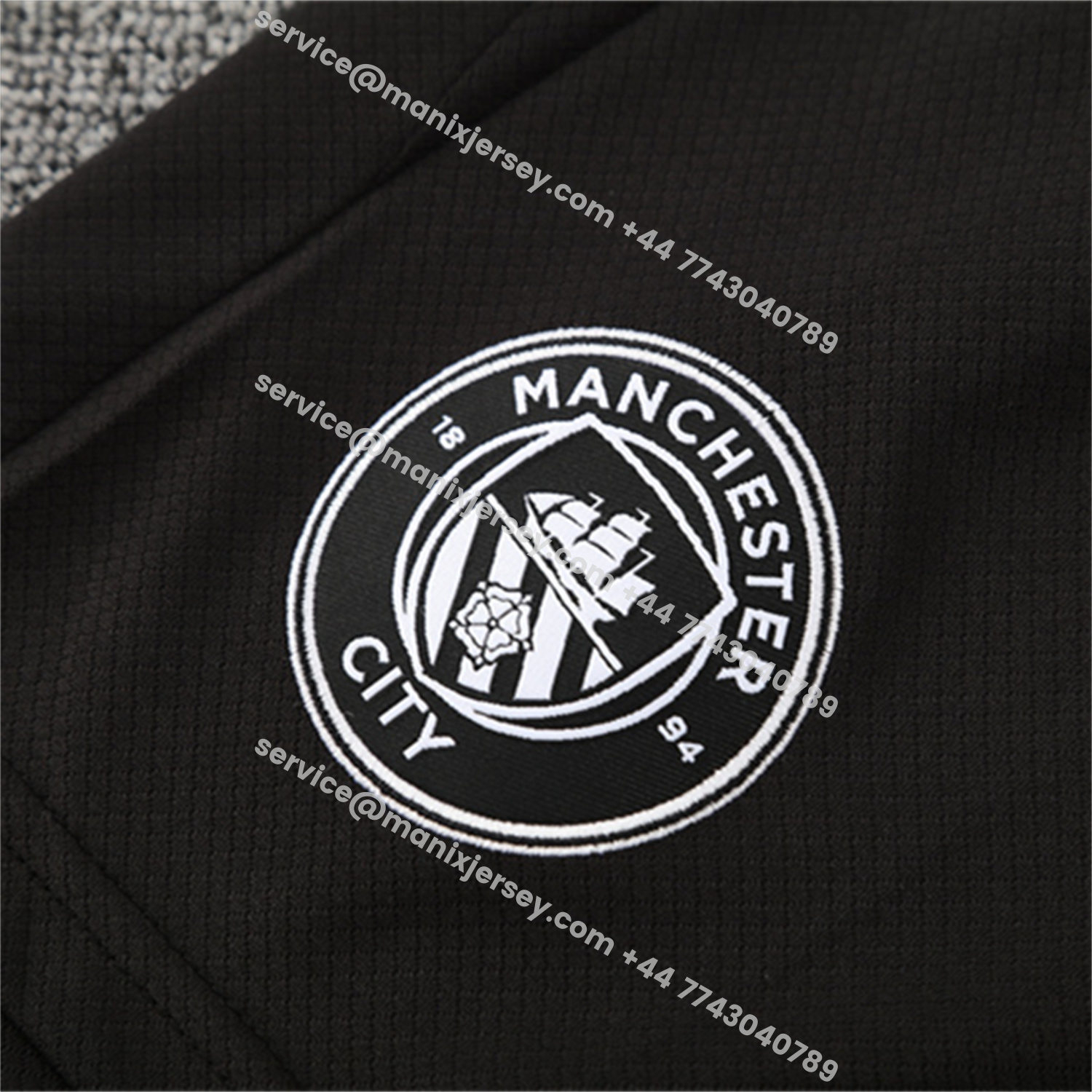 ManixJersey.com | Manchester City 25-26 Short-Sleeve Training Set - Black Top & Black Shorts -Customize Name, Number and Patch | Worldwide Shipping