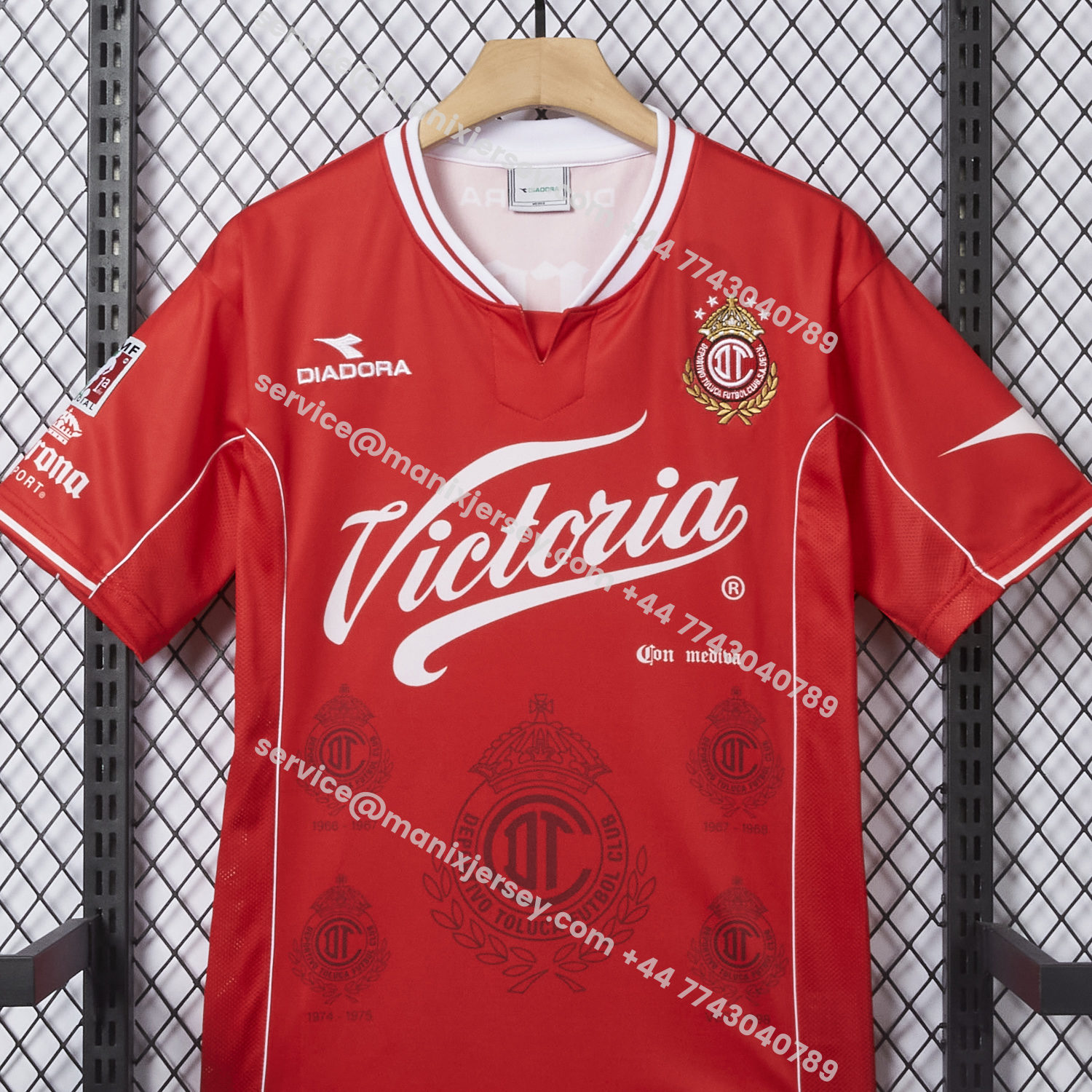 ManixJersey.com | Retro Toluca 1998-99 Home Red Jersey -Customize Name, Number and Patch | Worldwide Shipping